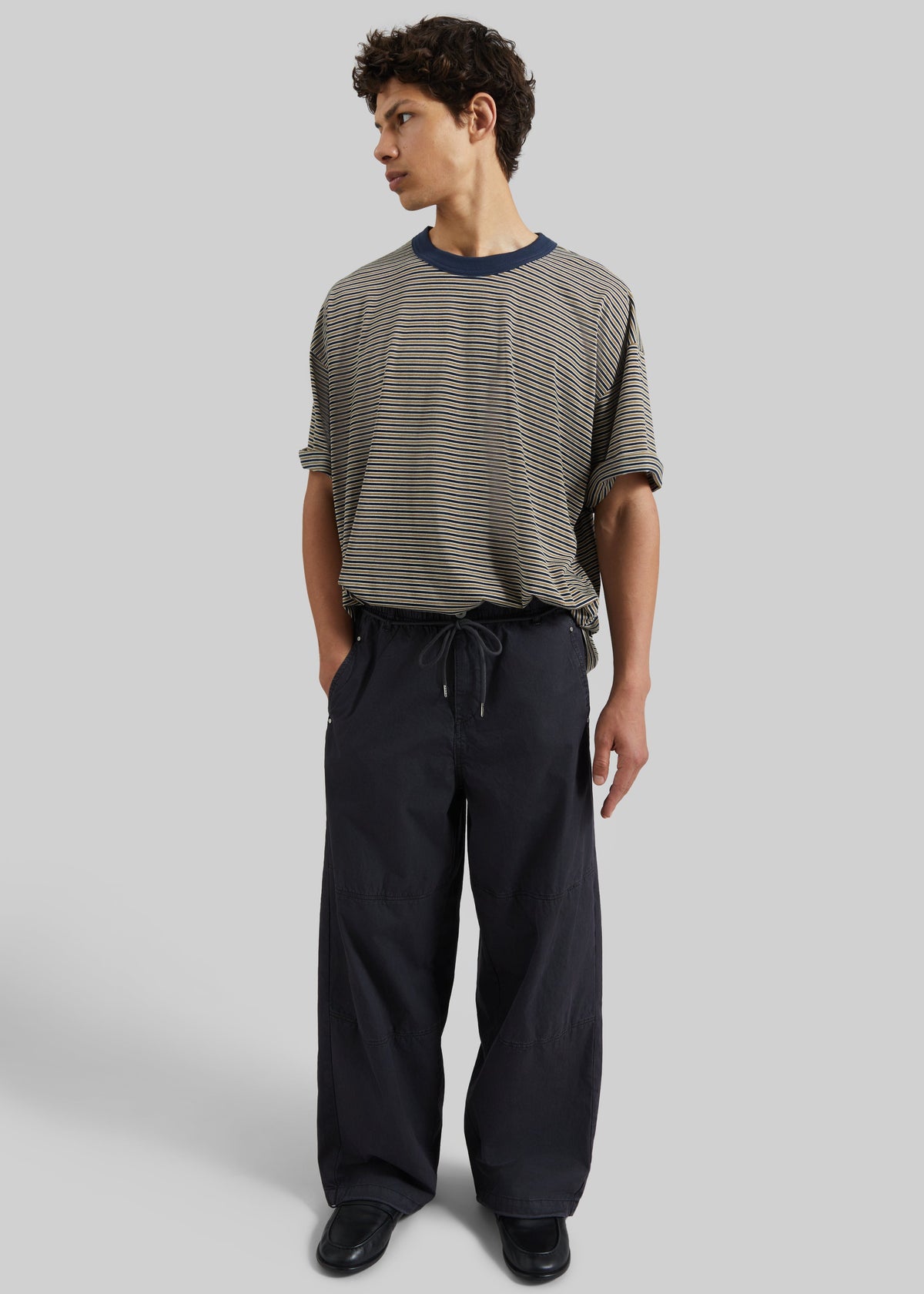 Wallace Oversized T-Shirt - Beige/Navy Stripe - 6