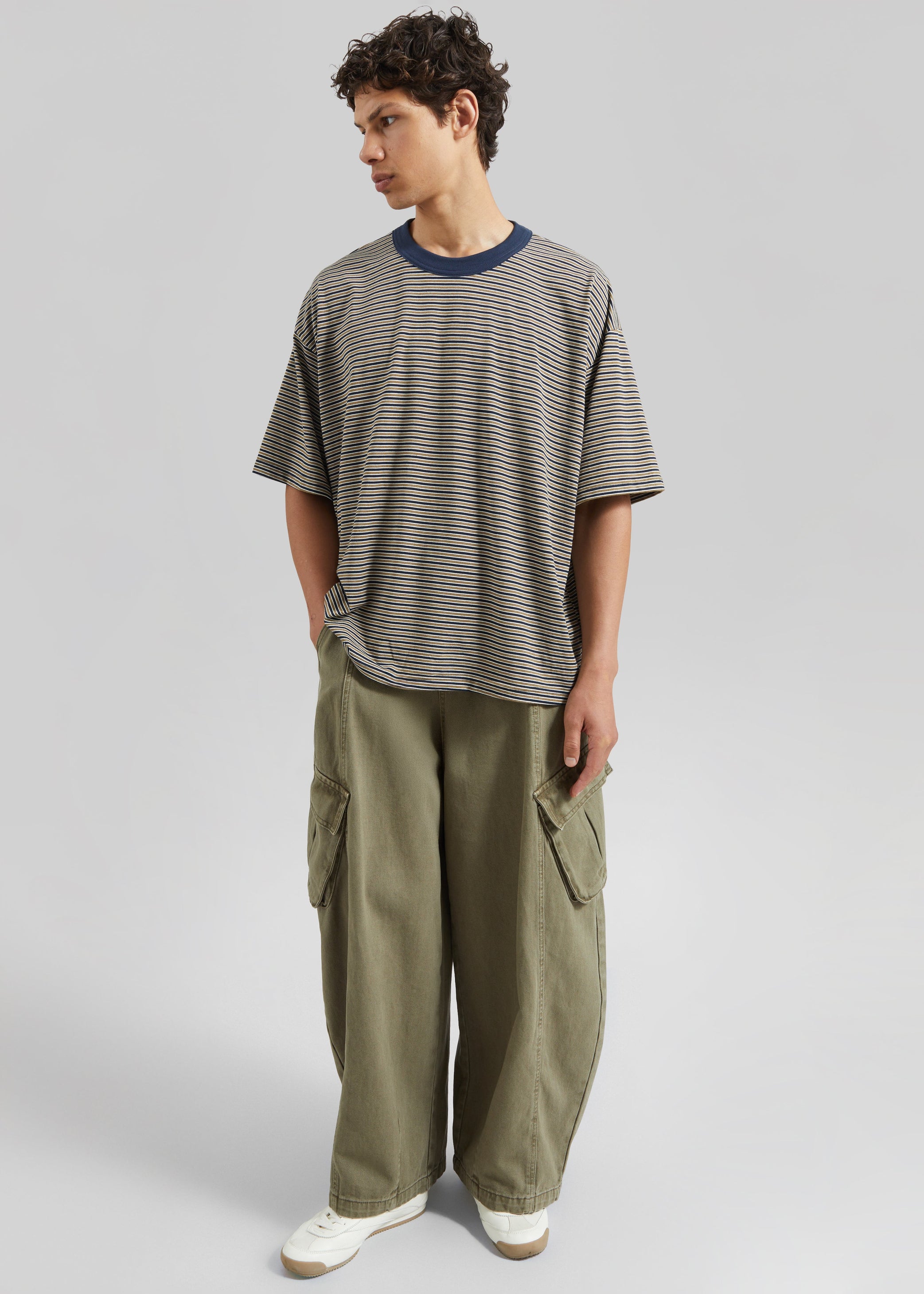 Shop the look image for Wallace Oversized T-Shirt - Beige/Navy Stripe