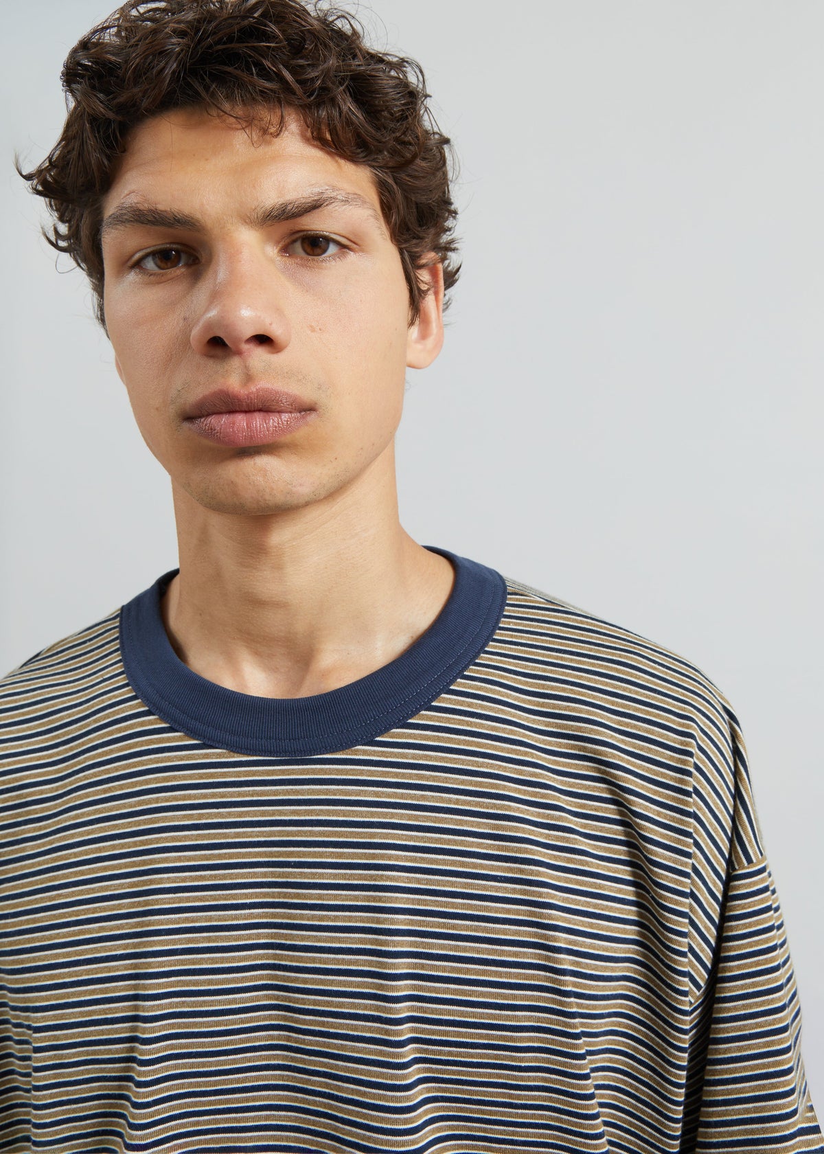Wallace Oversized T-Shirt - Beige/Navy Stripe - 2