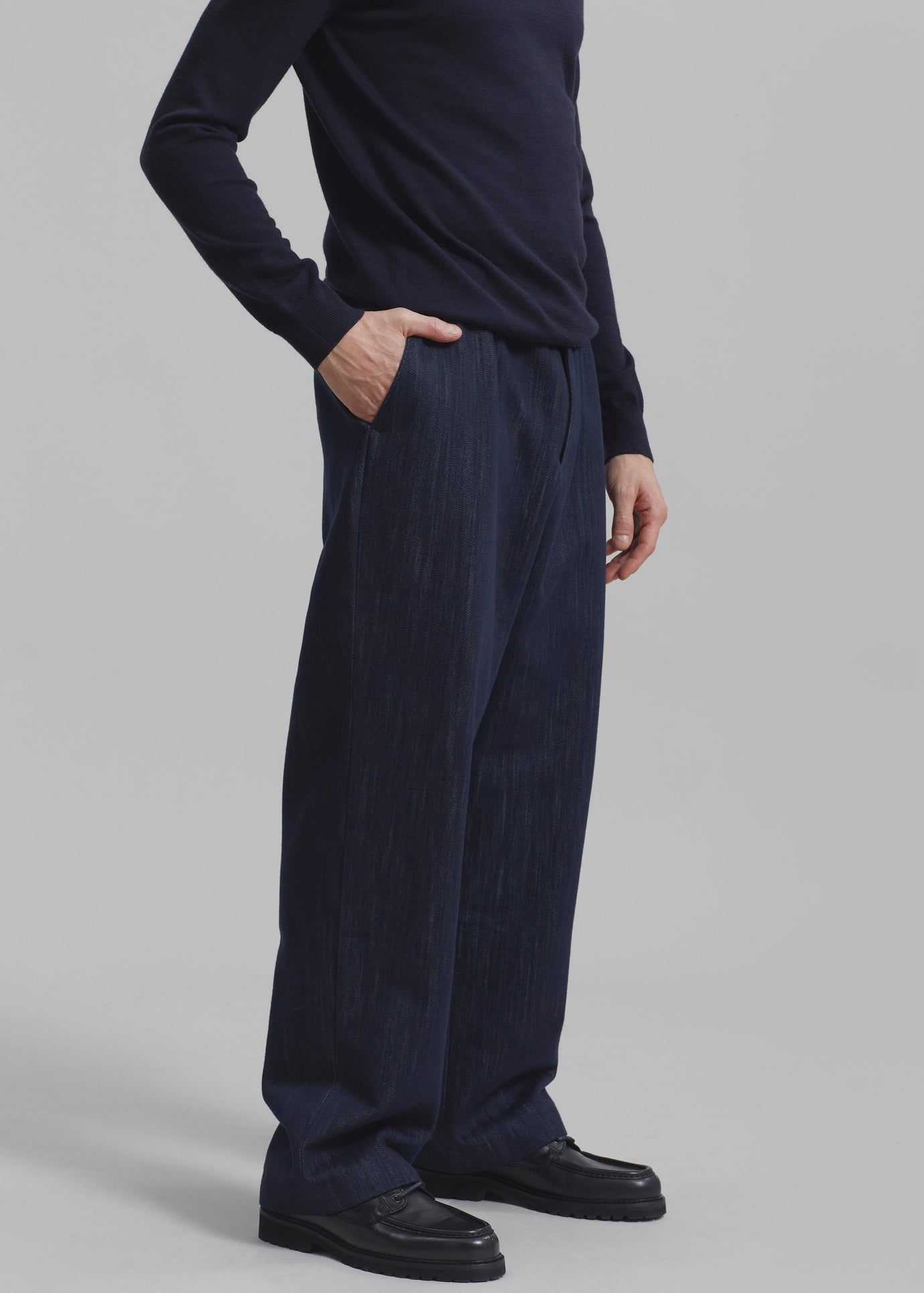 Soojun Mens Casual Loose Fit Elastic Waist Jeans Denim Pants, Deep Blue,  30W x 28L at  Men's Clothing store