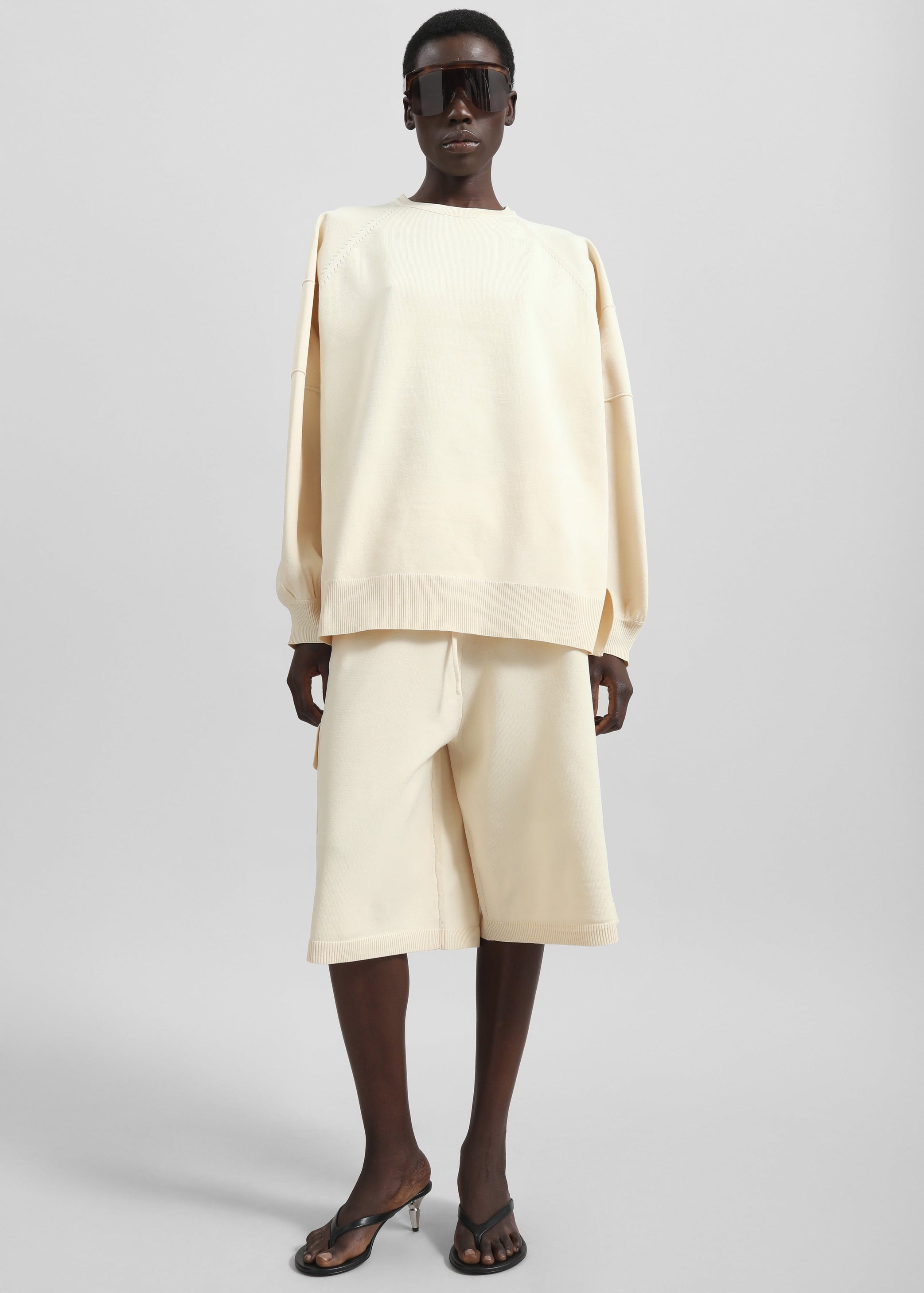 Shop the look image for Wesra Knit Bermuda Shorts - Ecru