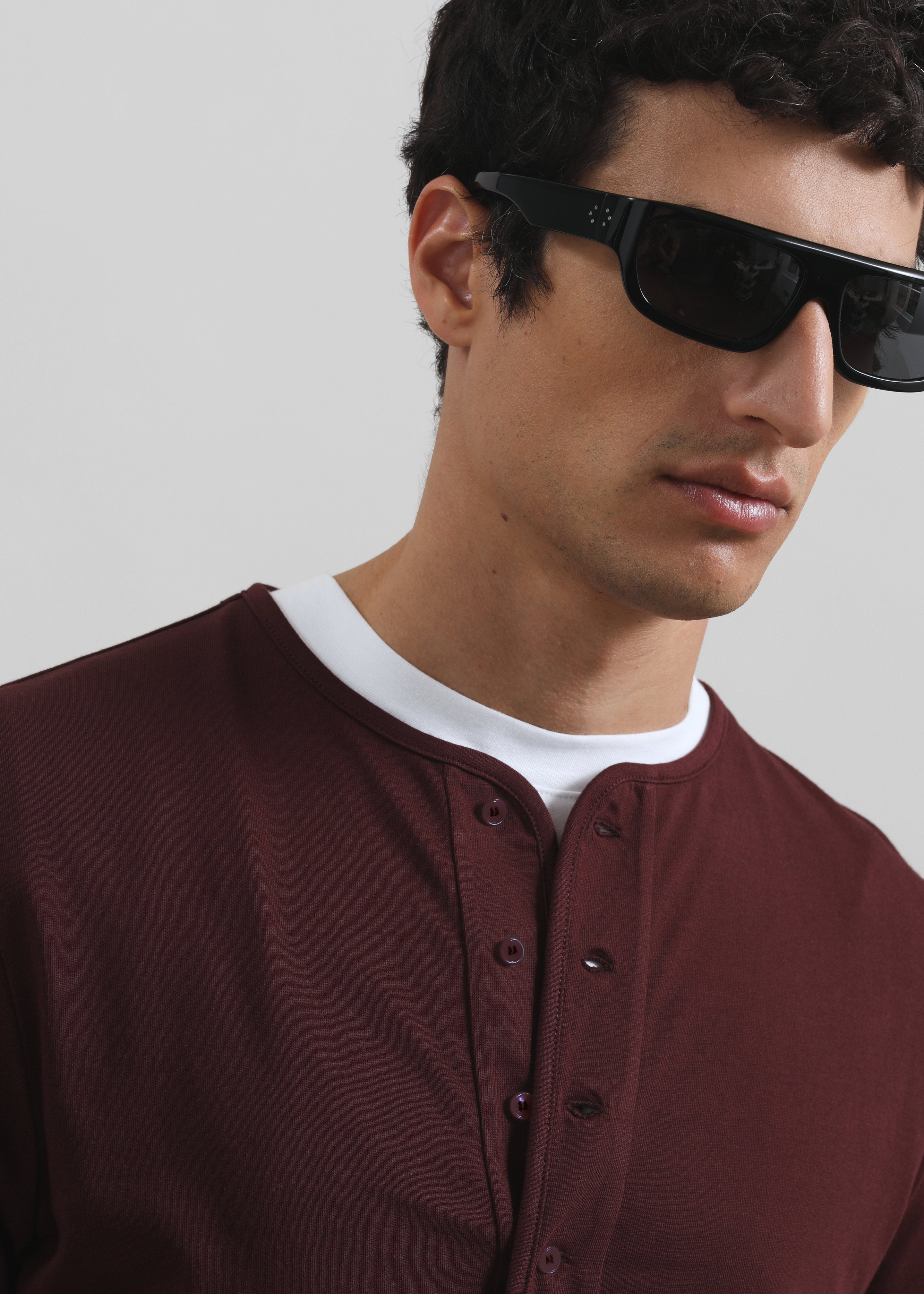 Whitby Modal-Blend Henley T-Shirt - Burgundy - 2