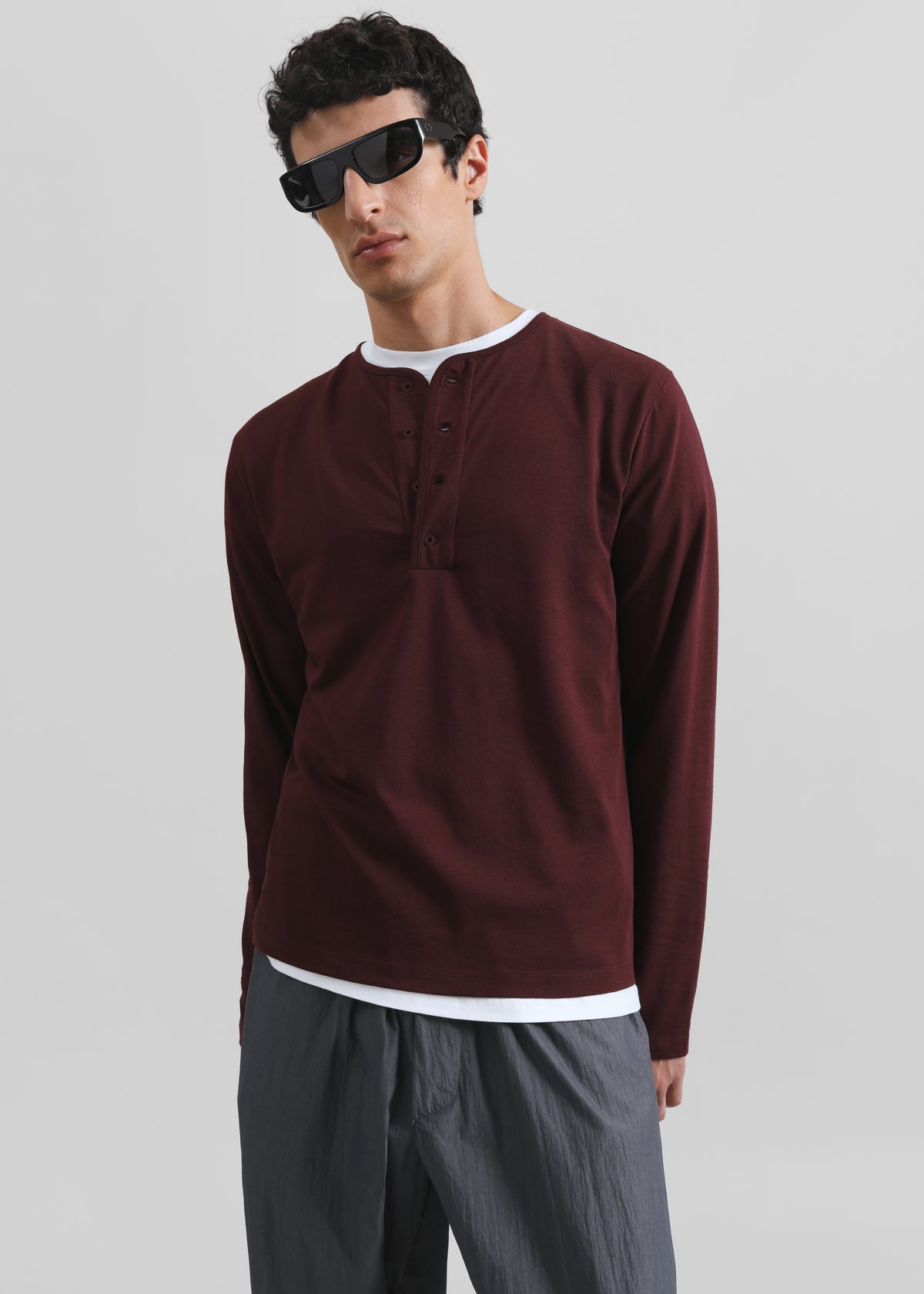 Henley - Maglietta da uomo a maniche lunghe, stile vintage, con scollo Henley - Maglietta da uomo a maniche lunghe, stile vintage, con scollo