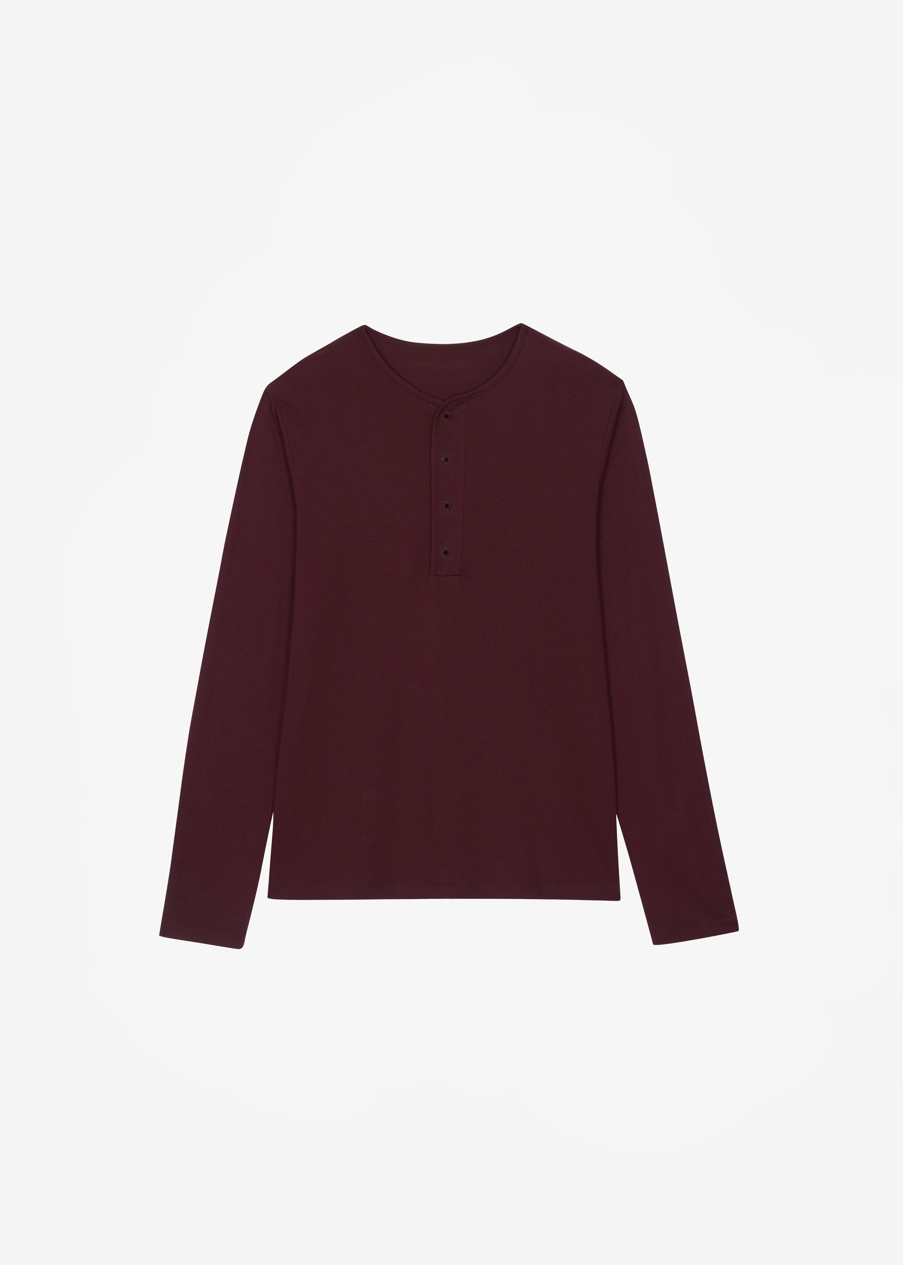 Whitby Modal-Blend Henley T-Shirt - Burgundy - 5
