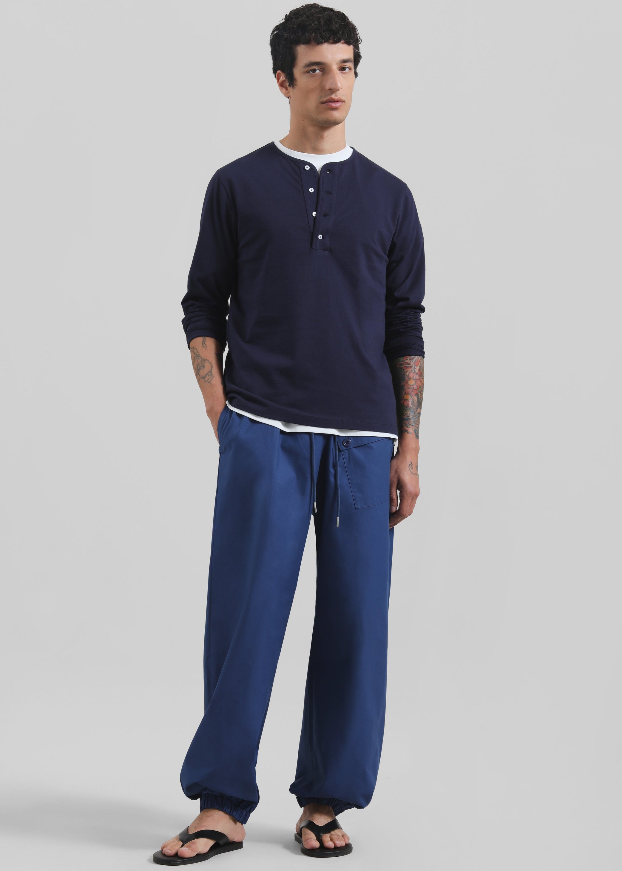 Shop the look image for Whitby Modal-Blend Henley T-Shirt - Navy