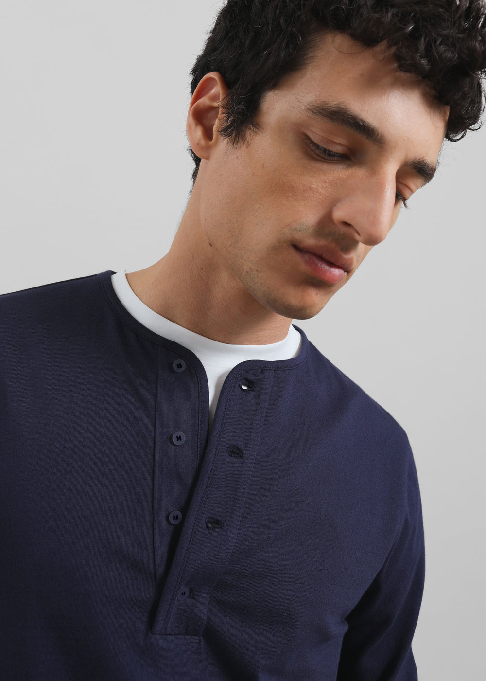 Whitby Modal-Blend Henley T-Shirt - Navy - 1