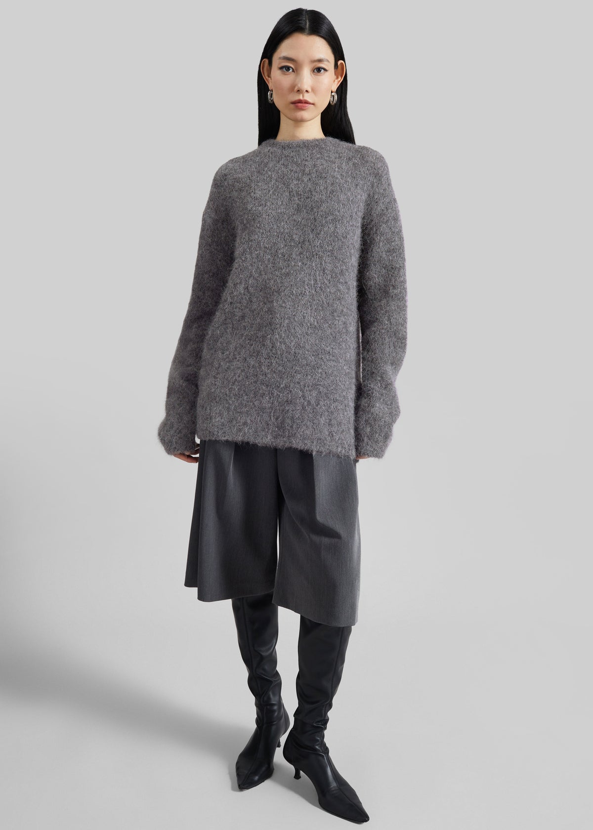 Willy Alpaca Knit Sweater - Grey - 4