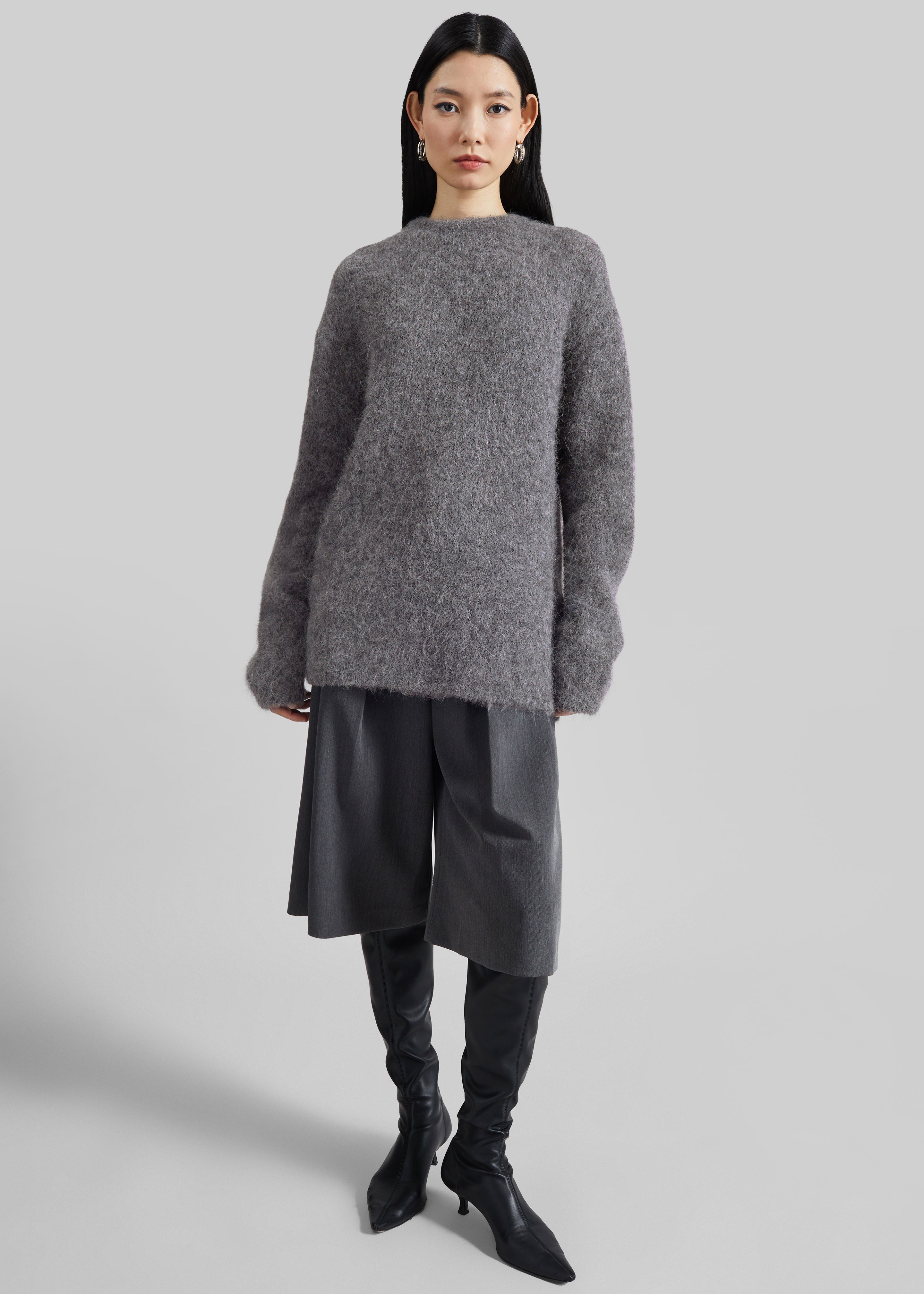 Willy Alpaca Knit Sweater - Grey - 4