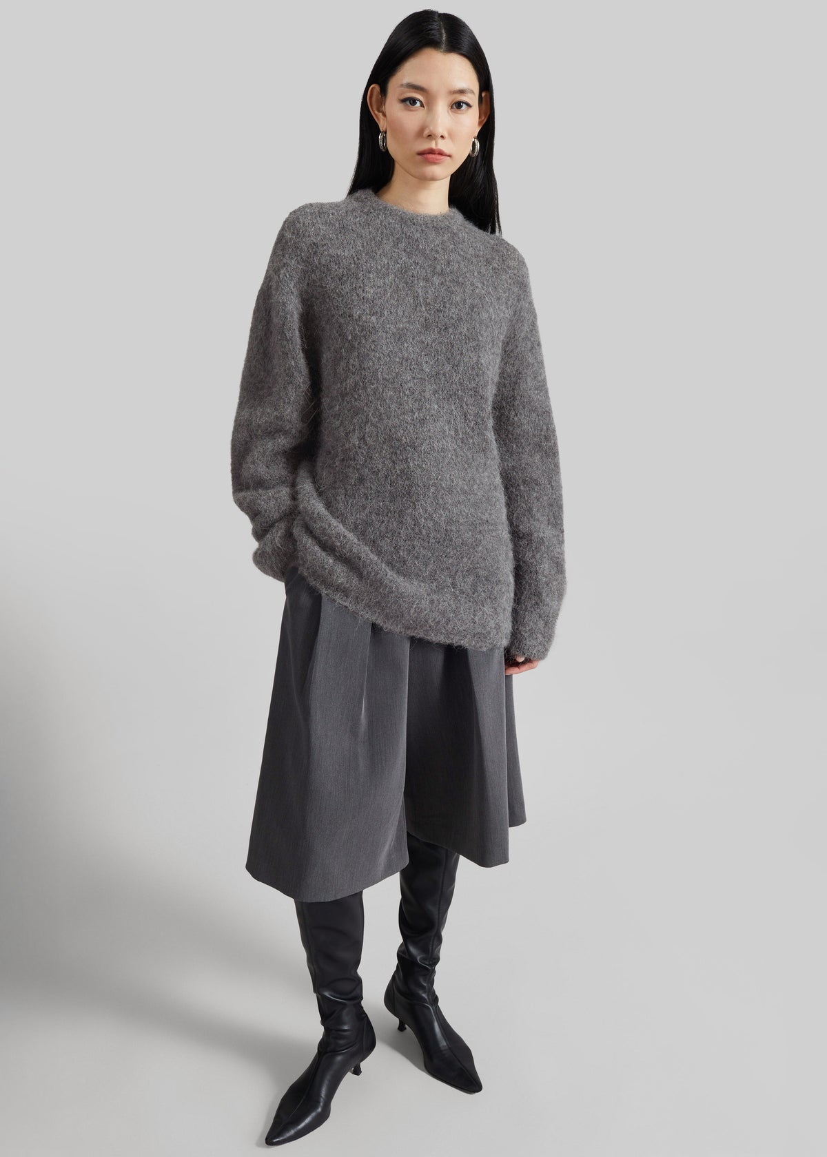 Willy Alpaca Knit Sweater - Grey - 2