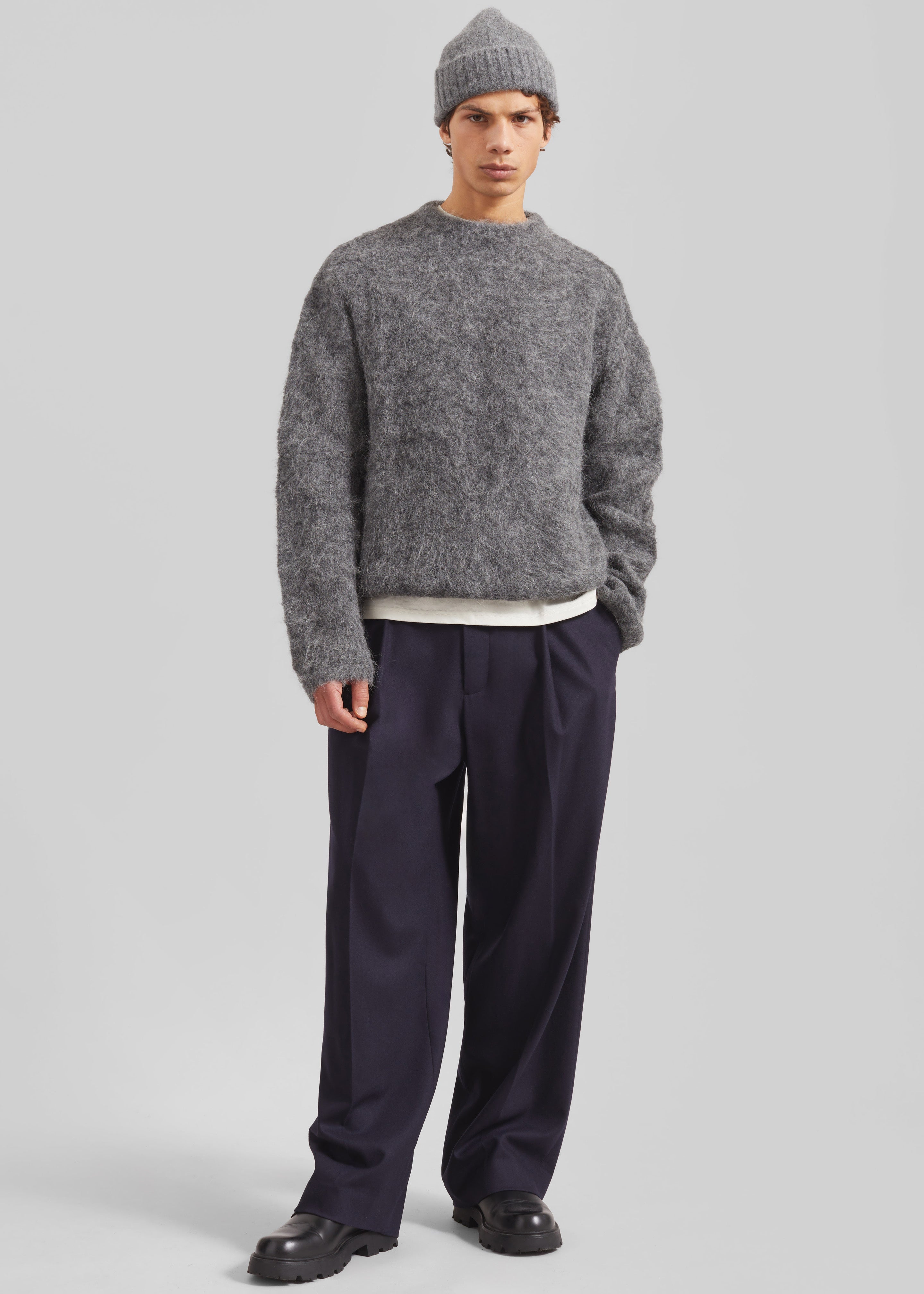 Willy Alpaca Knit Sweater - Grey - 7