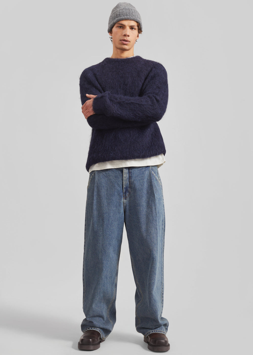 Willy Alpaca Knit Sweater - Navy - 1