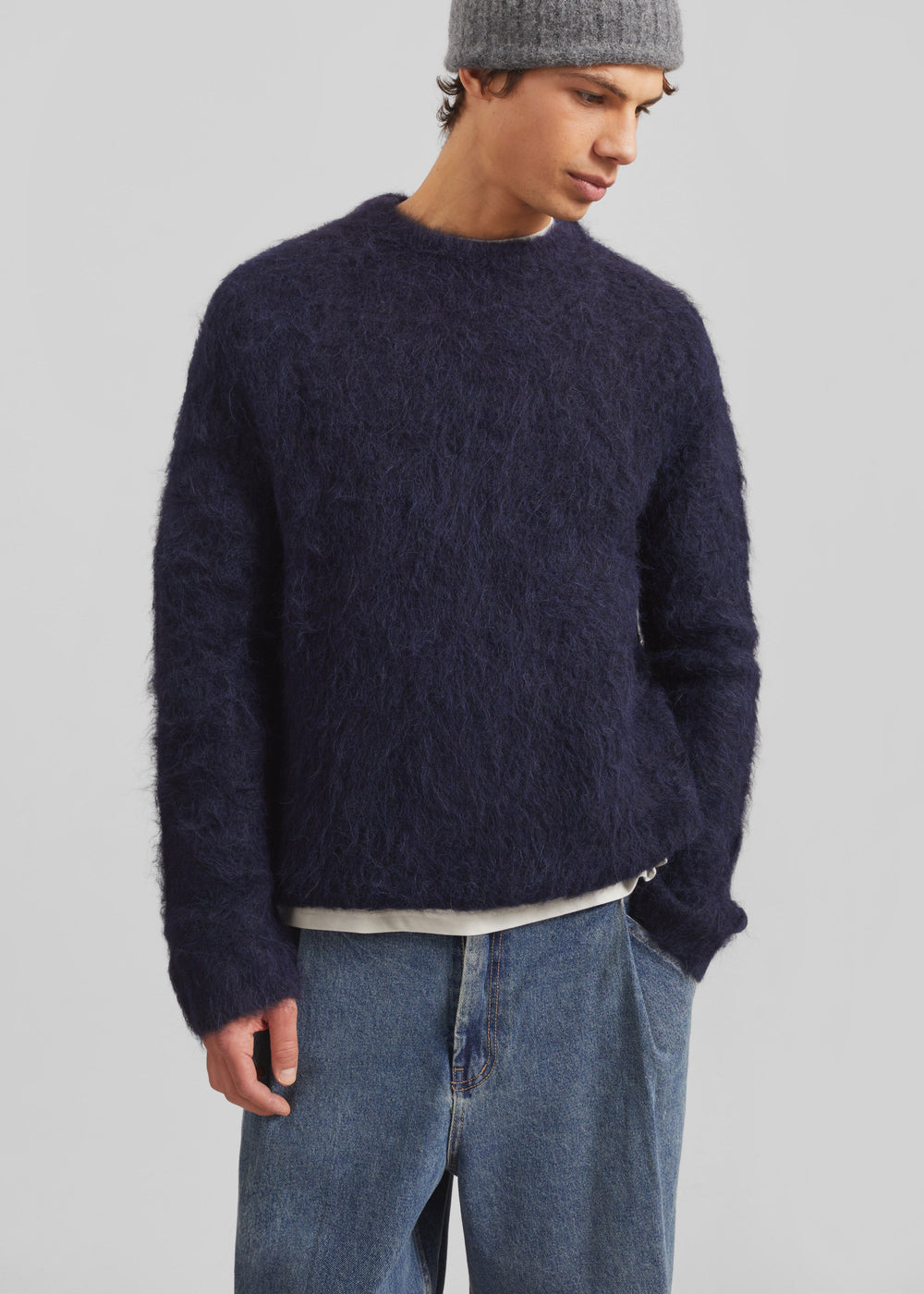Willy Alpaca Knit Sweater - Navy