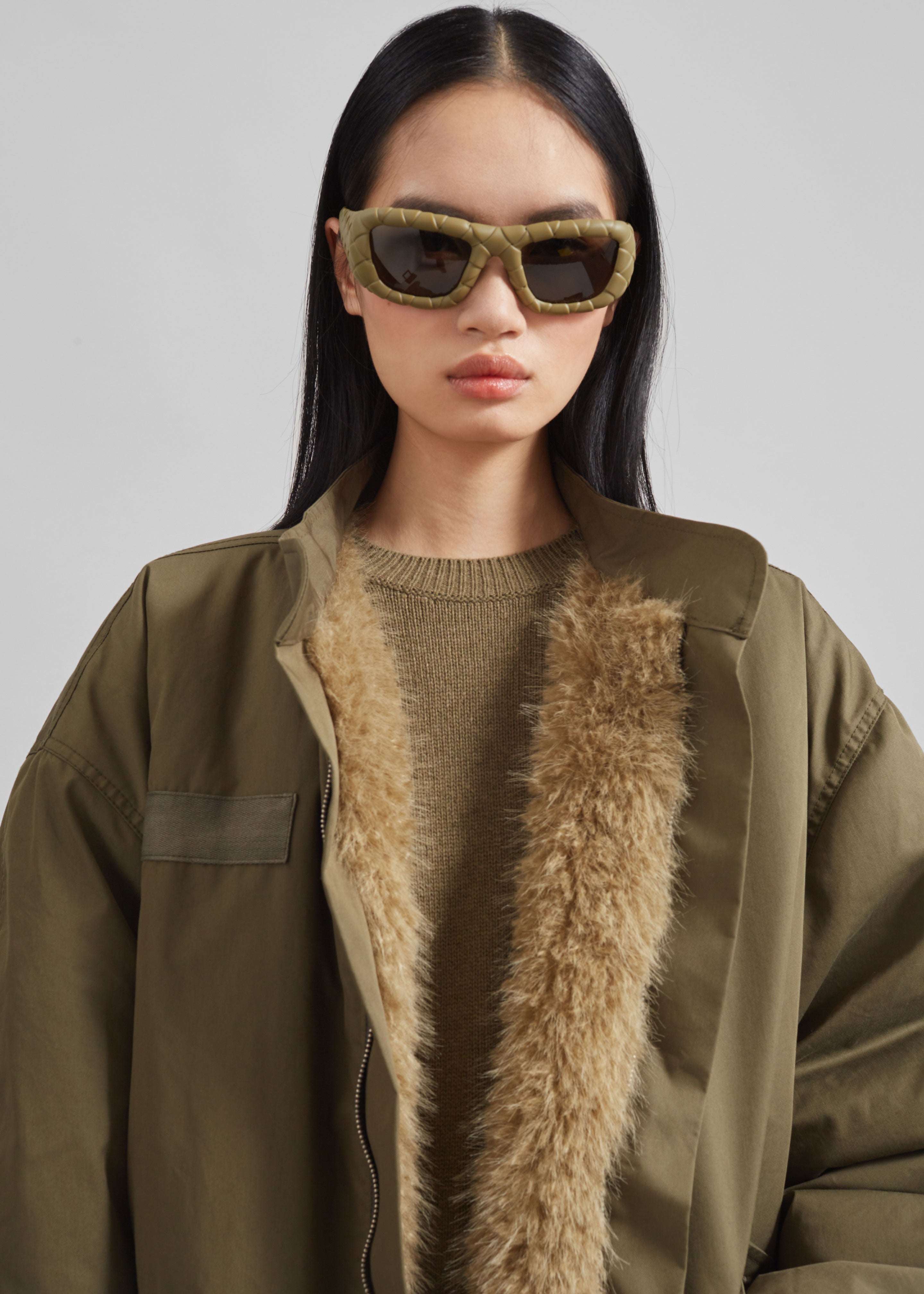 Winford Reversible Fur Coat - Khaki - 7