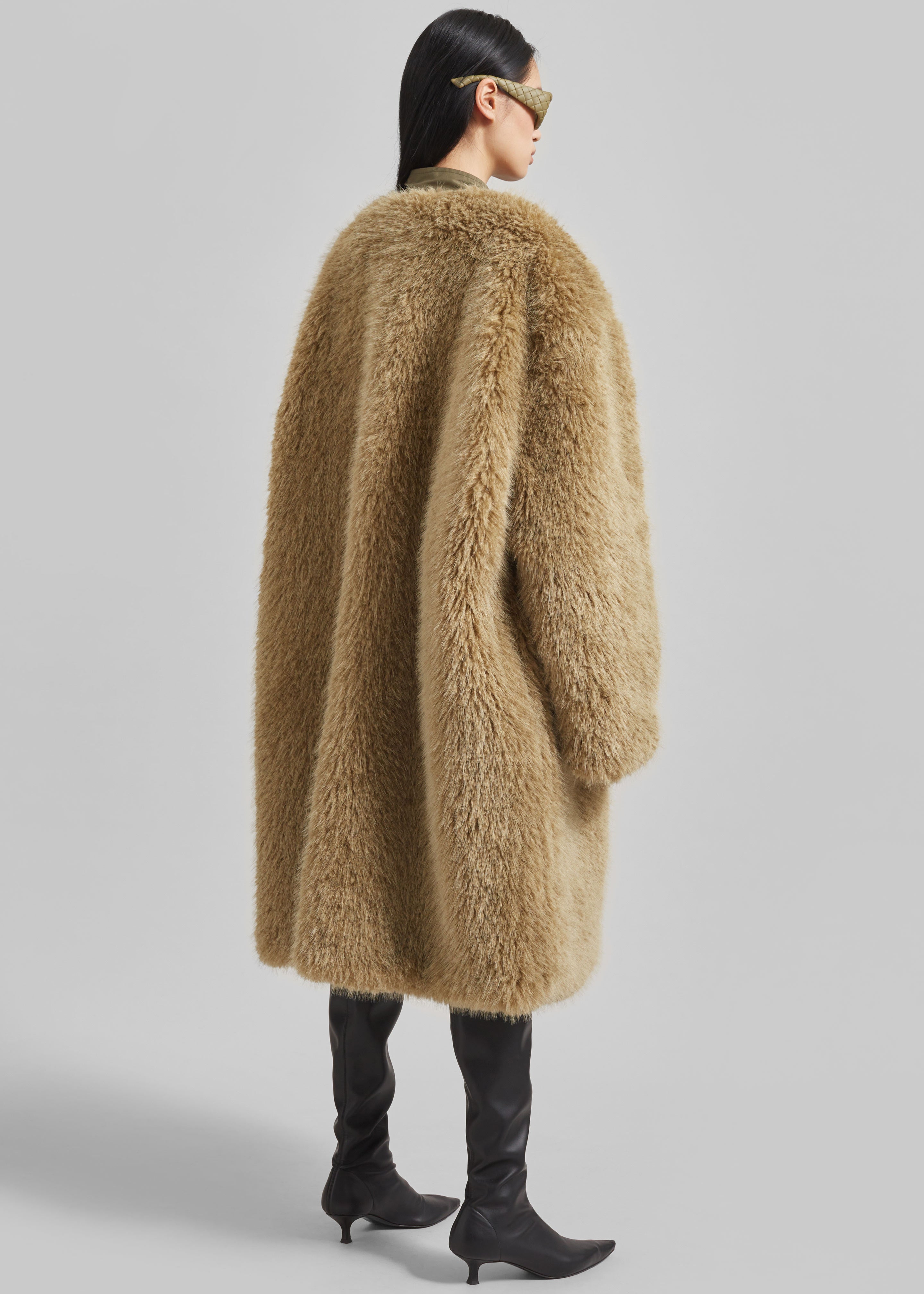 Winford Reversible Fur Coat - Khaki - 10