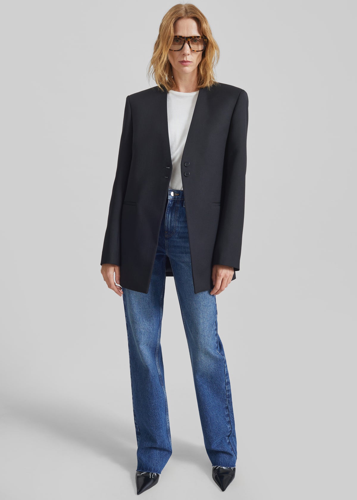 Winsen Collarless Blazer - Black - 9