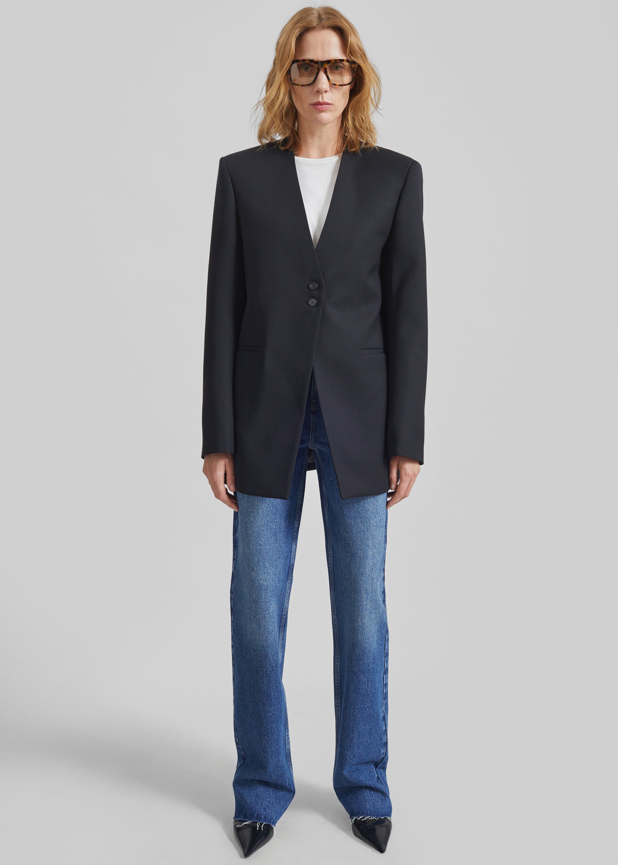 Shop the look image for Winsen Collarless Blazer - Black