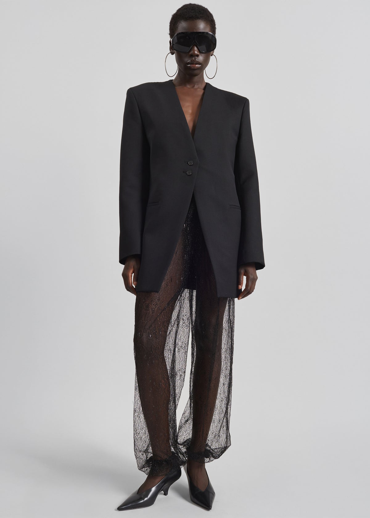 Winsen Collarless Blazer - Black - 4