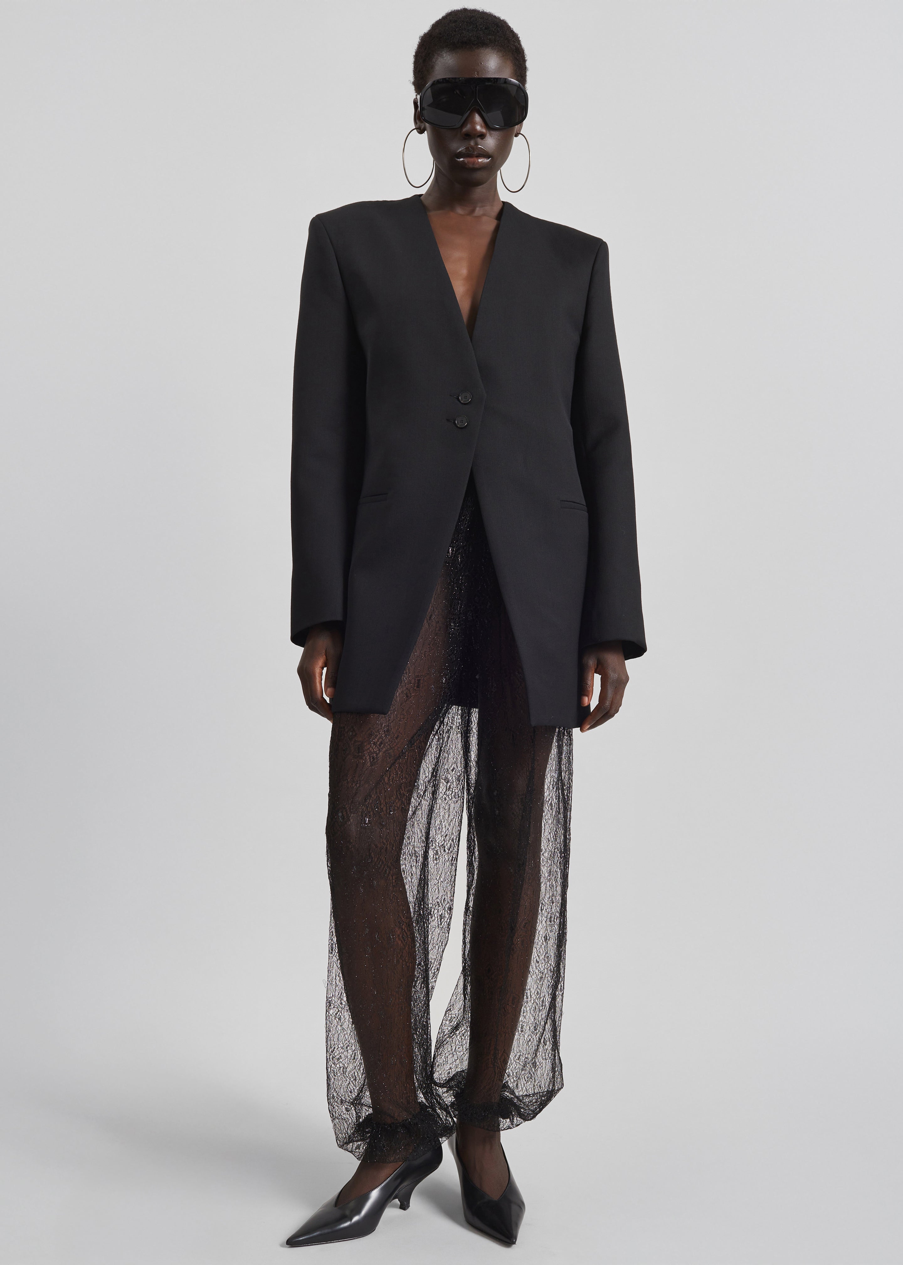 Winsen Collarless Blazer - Black - 4