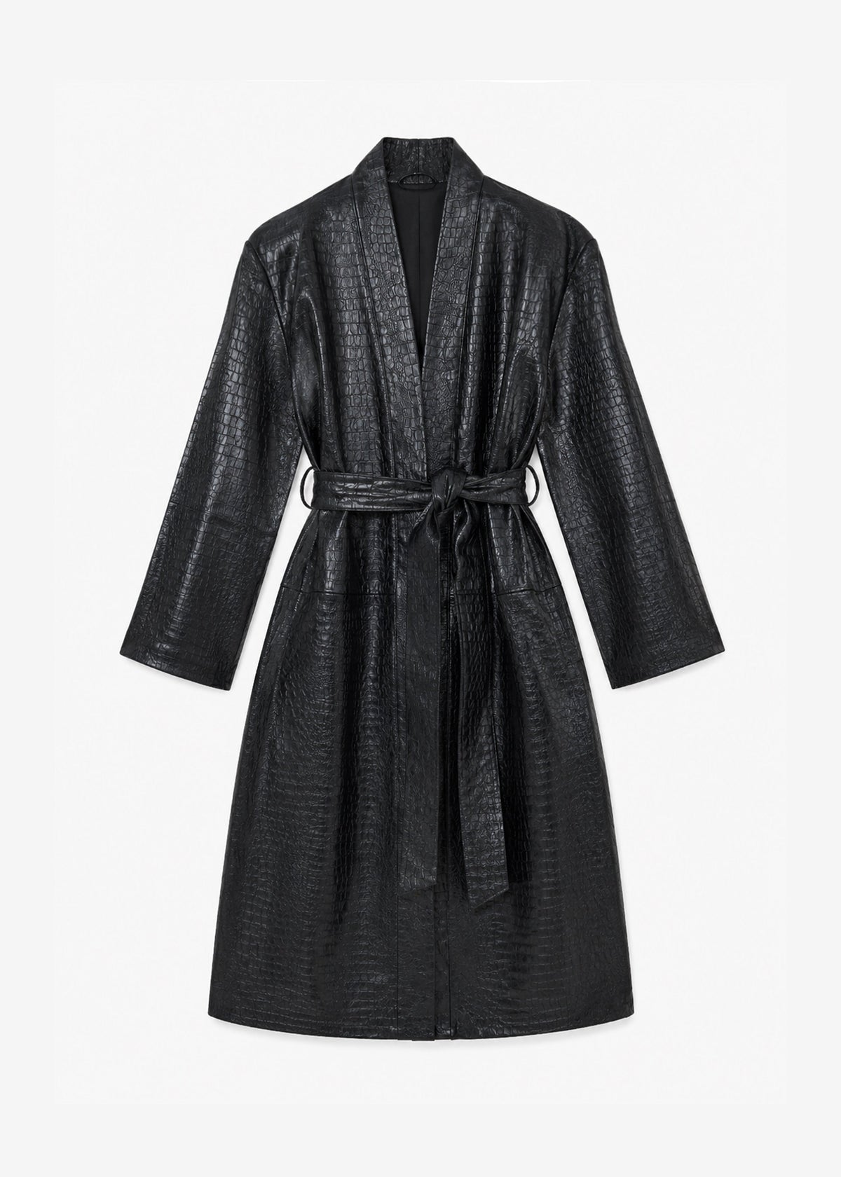 Winsor Croc Embossed Padded Coat - Black