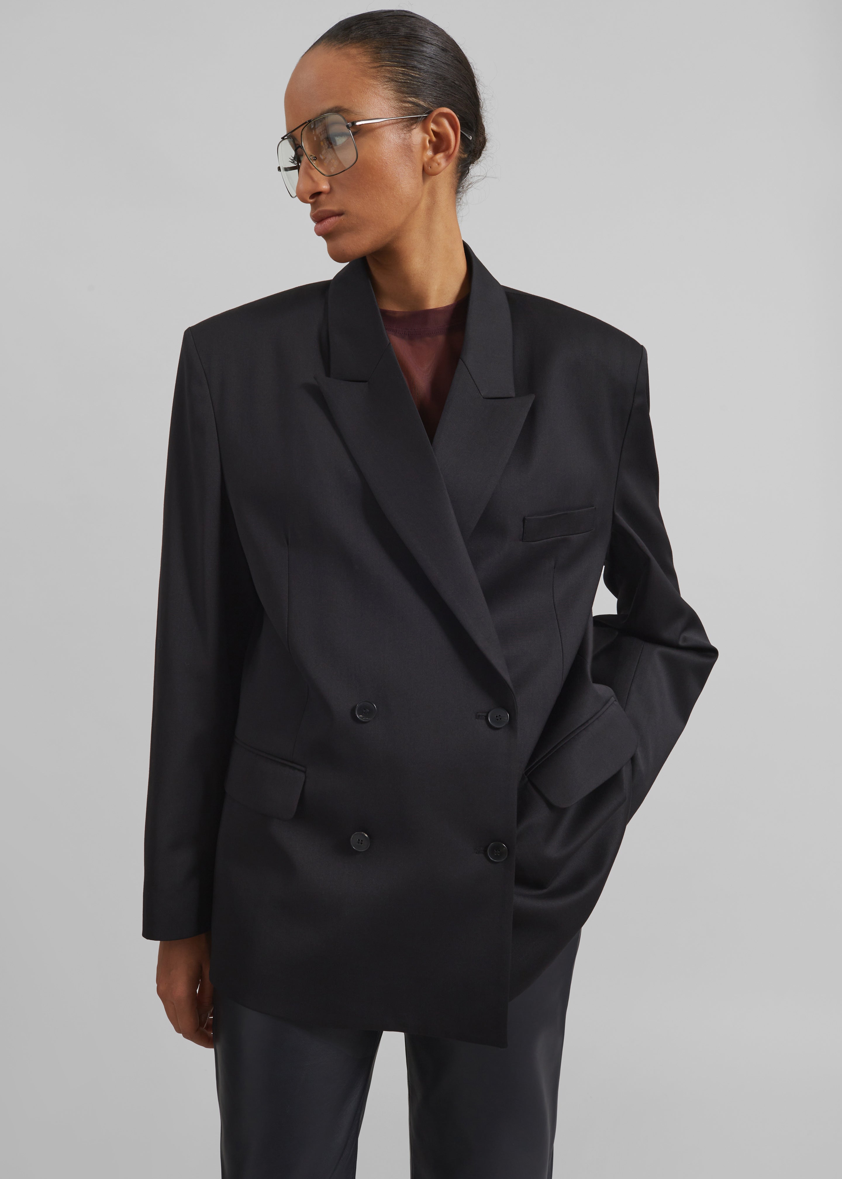 Wiveton Double Breasted Blazer - Black - 5