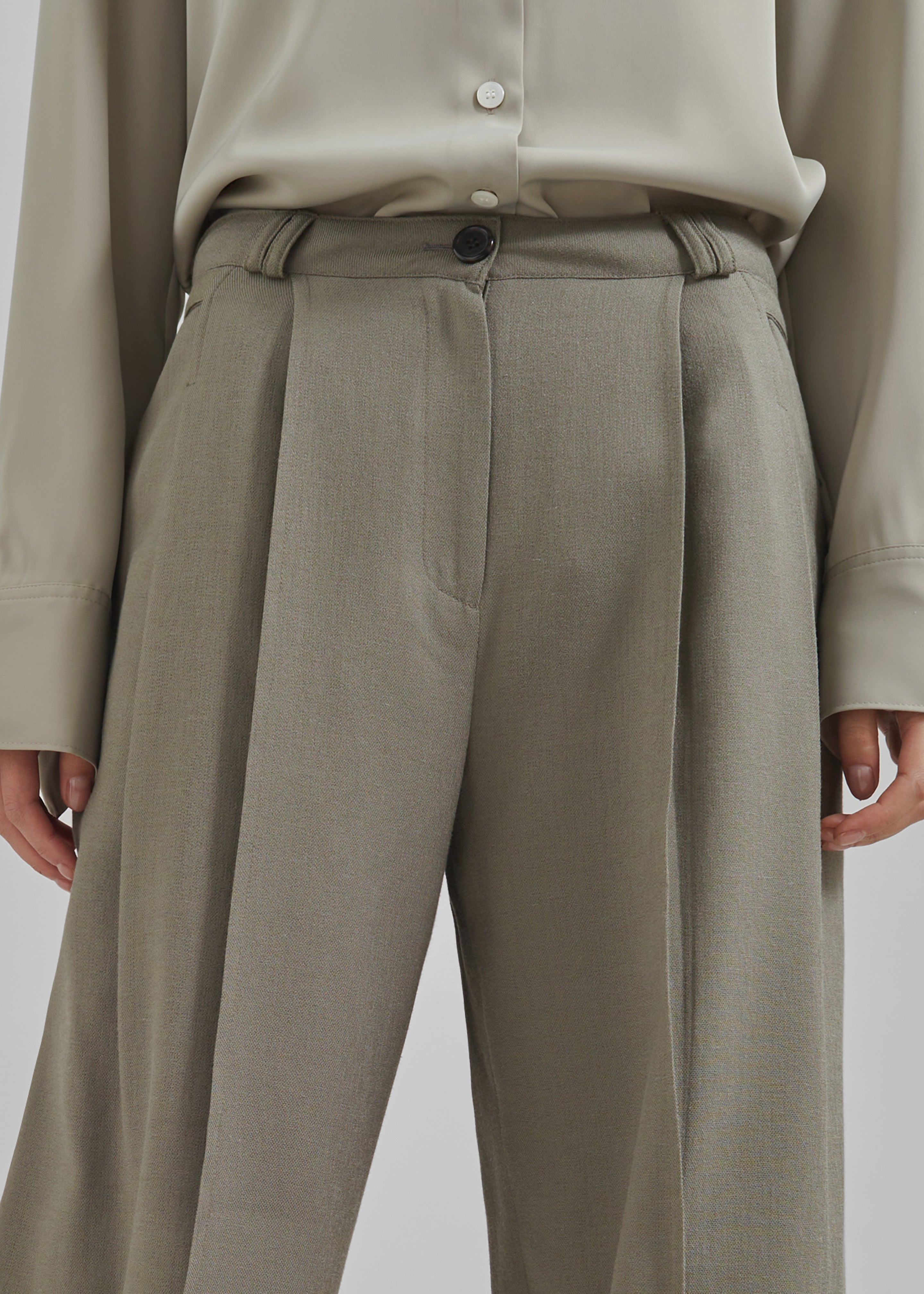 Xia Side Belt Trousers - Khaki - 3