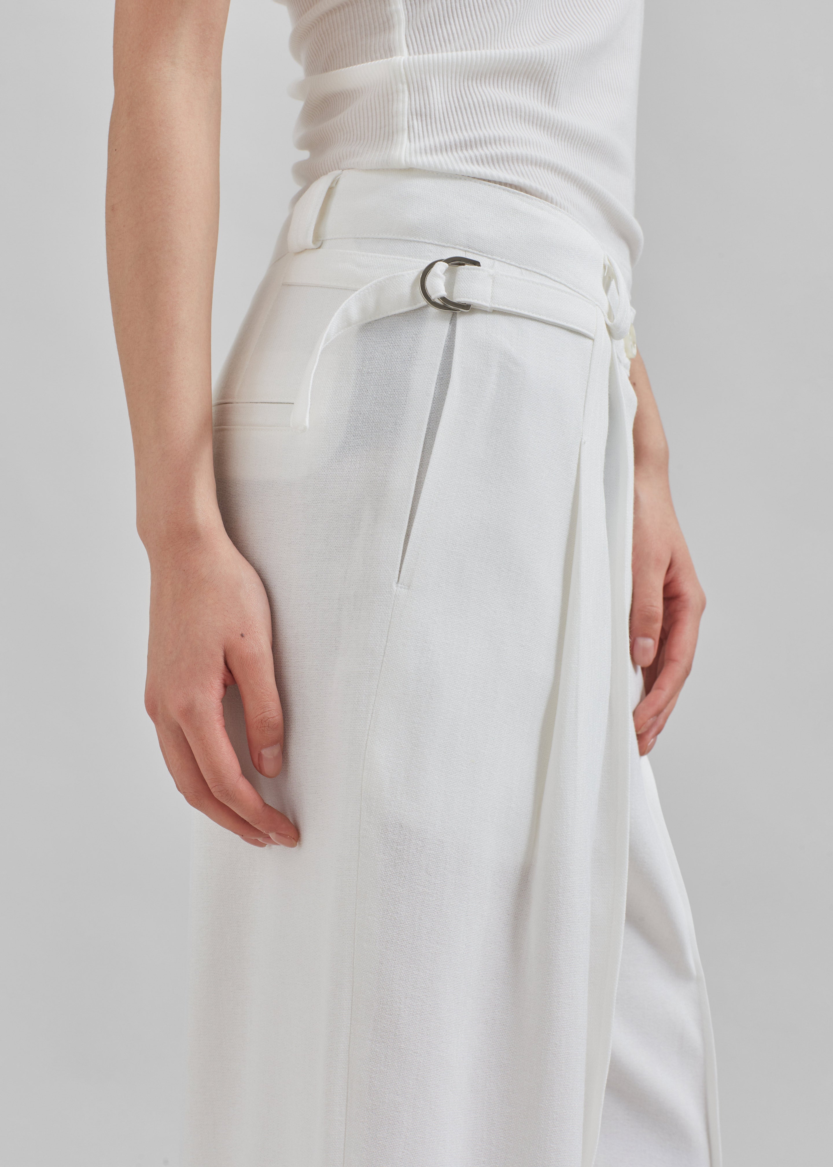 Xia Side Belt Trousers - White - 9