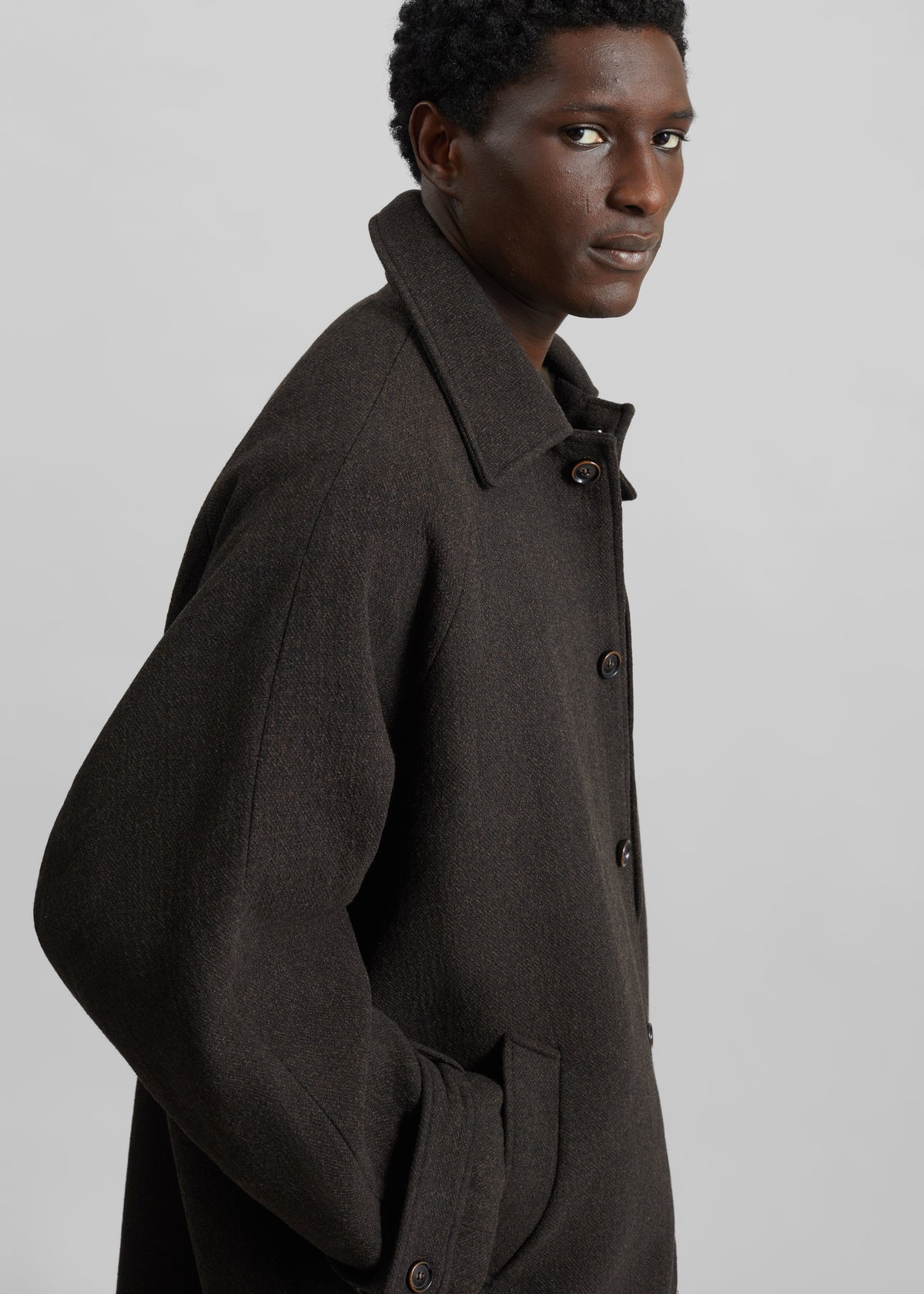 Zach Wool Blend Coat - Brown