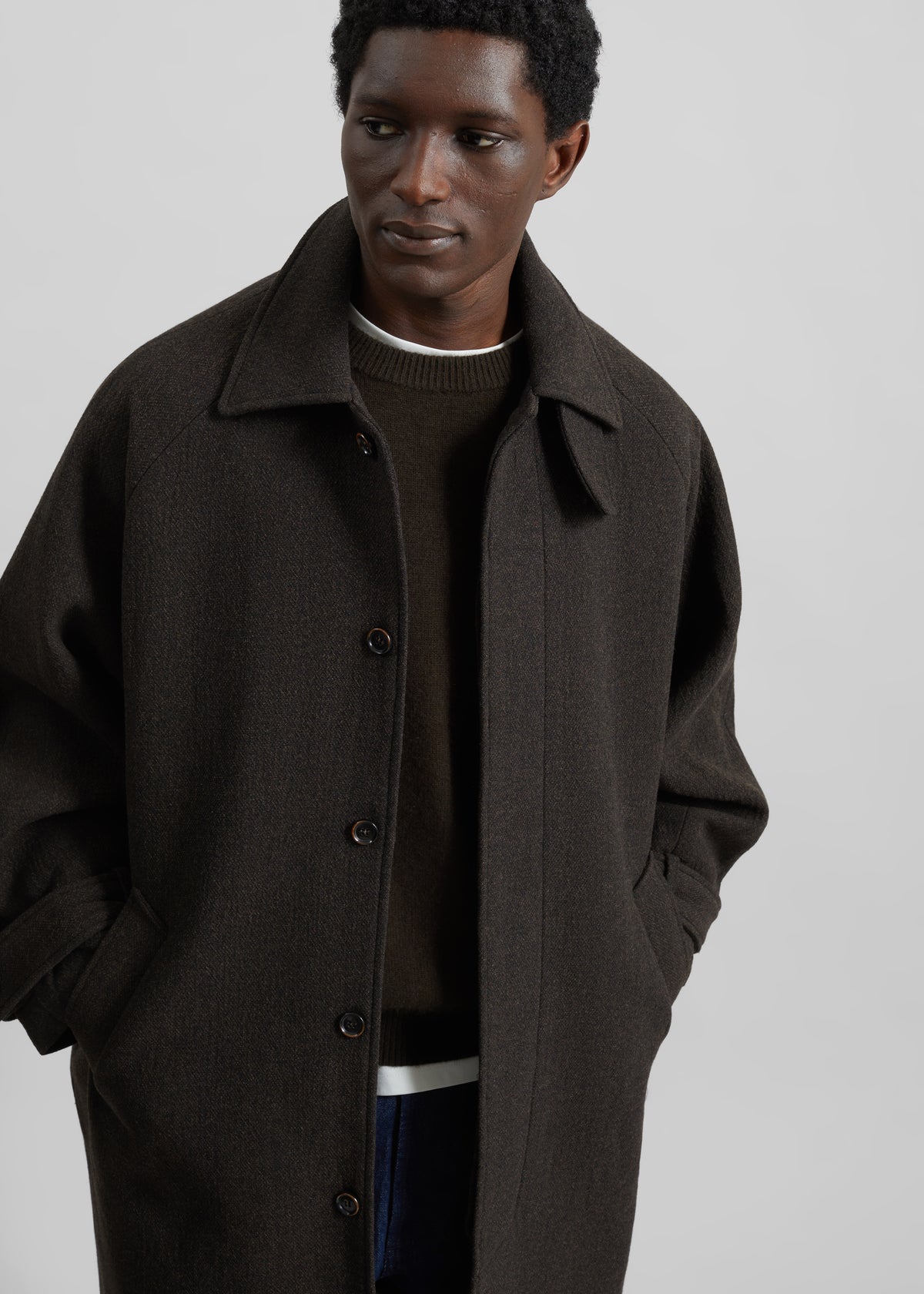Zach Wool Blend Coat - Brown
