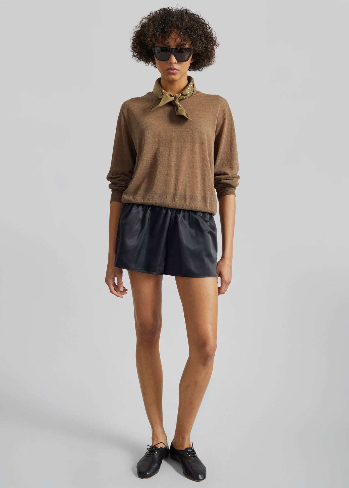 Zafra Satin Mini Shorts - Black - 6