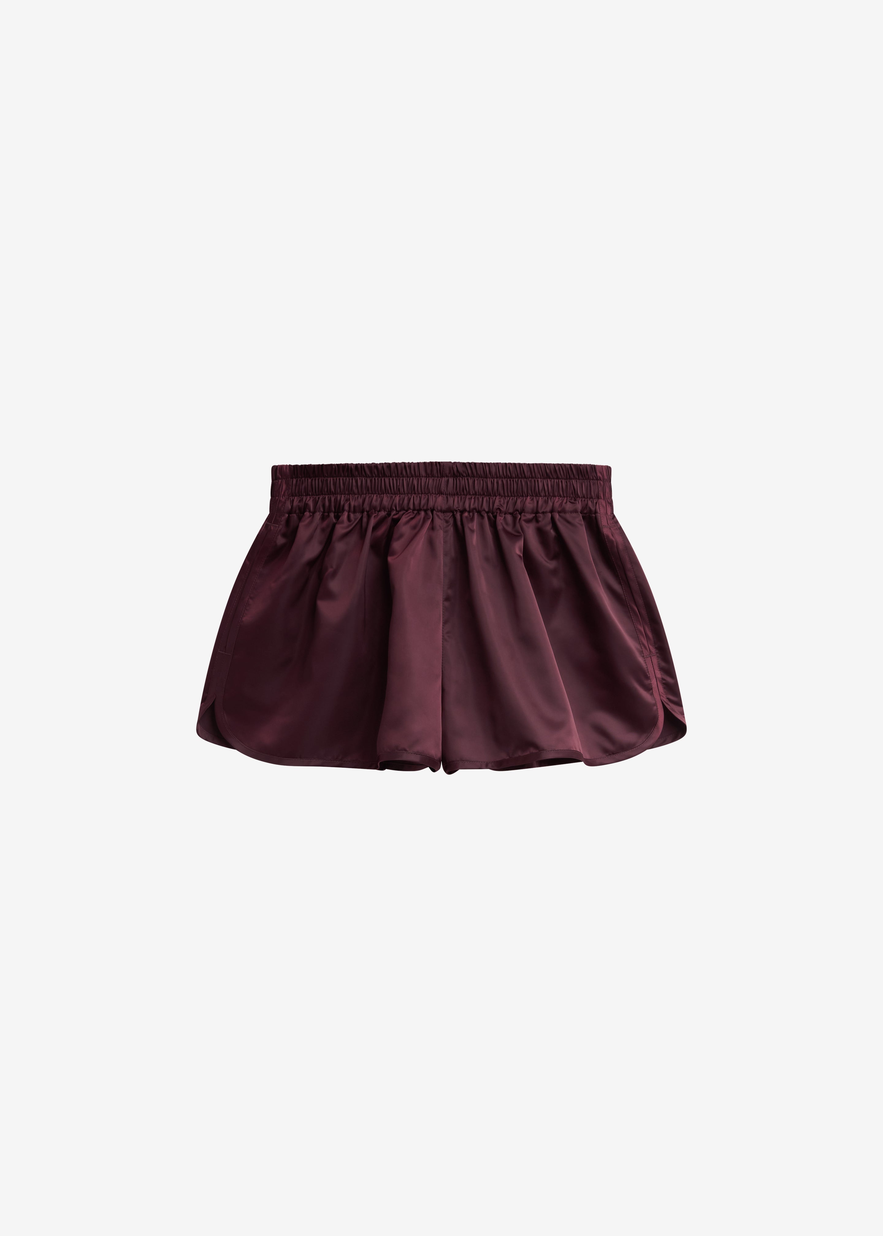 Zafra Satin Mini Shorts - Dark Plum - 11