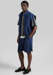 Zave Linen Sleeveless Jacket - Navy