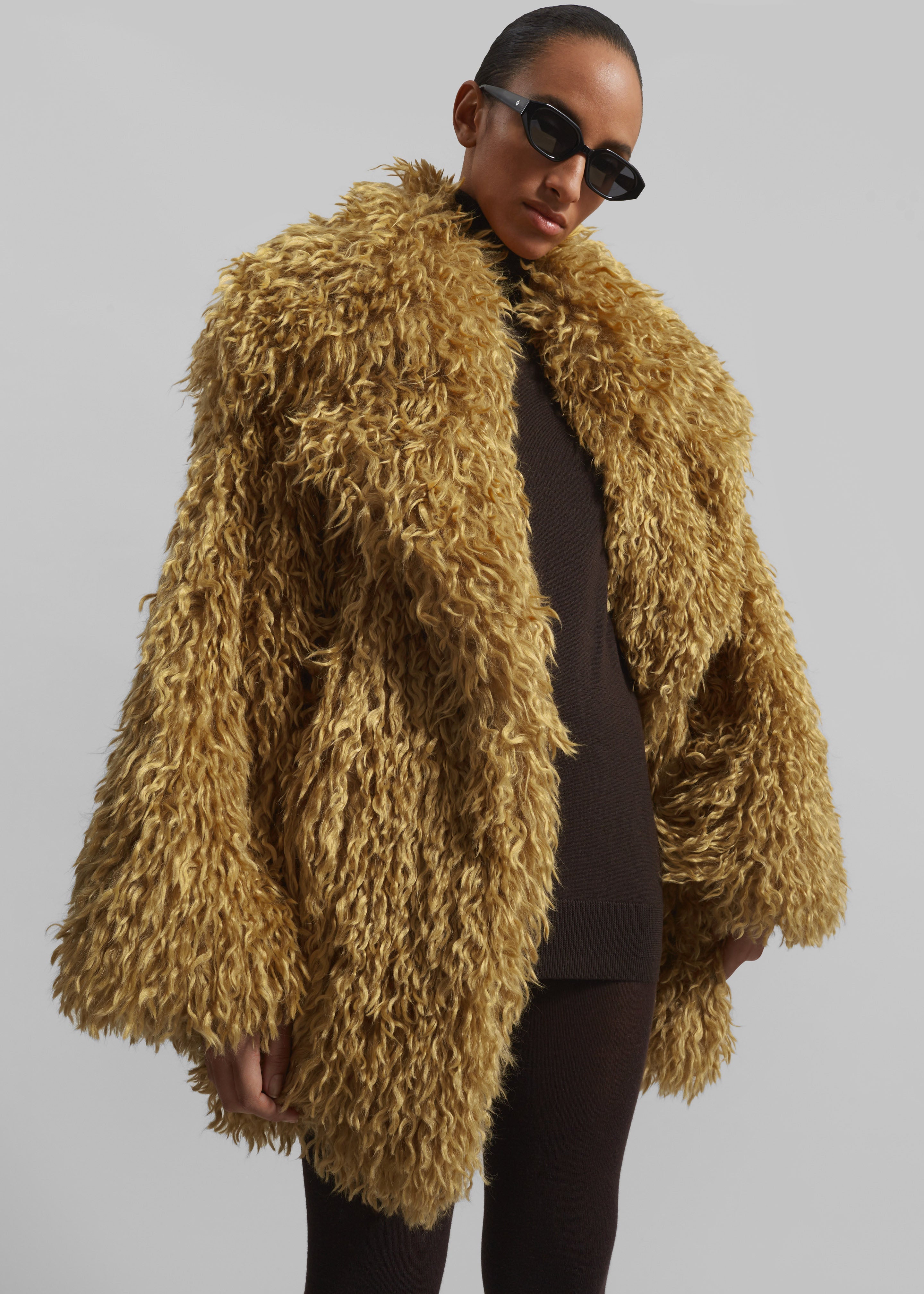 Zermatt Faux Fur Coat - Mustard - 7