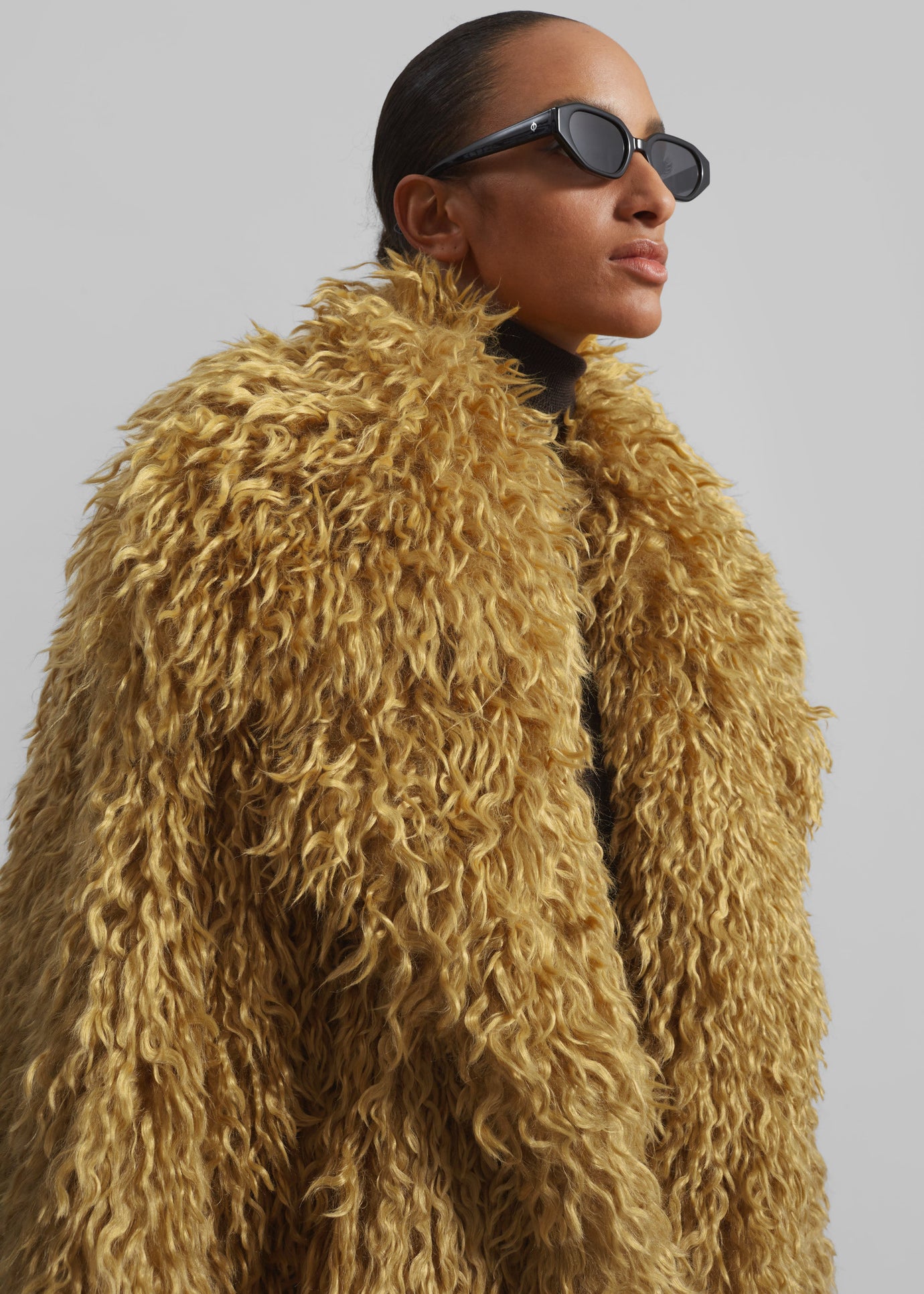 Zermatt Faux Fur Coat - Mustard - 1