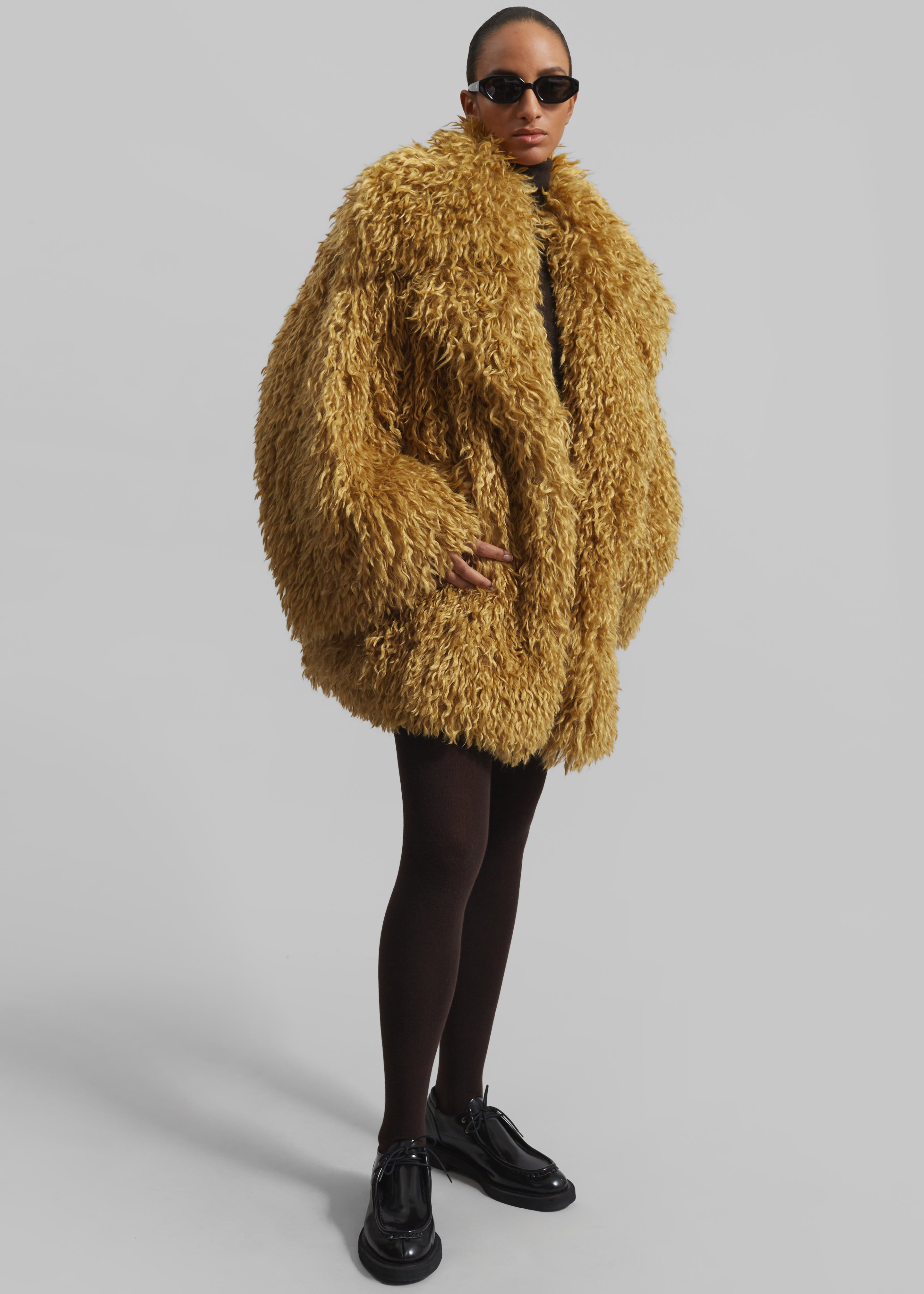 Zermatt Faux Fur Coat - Mustard - 8