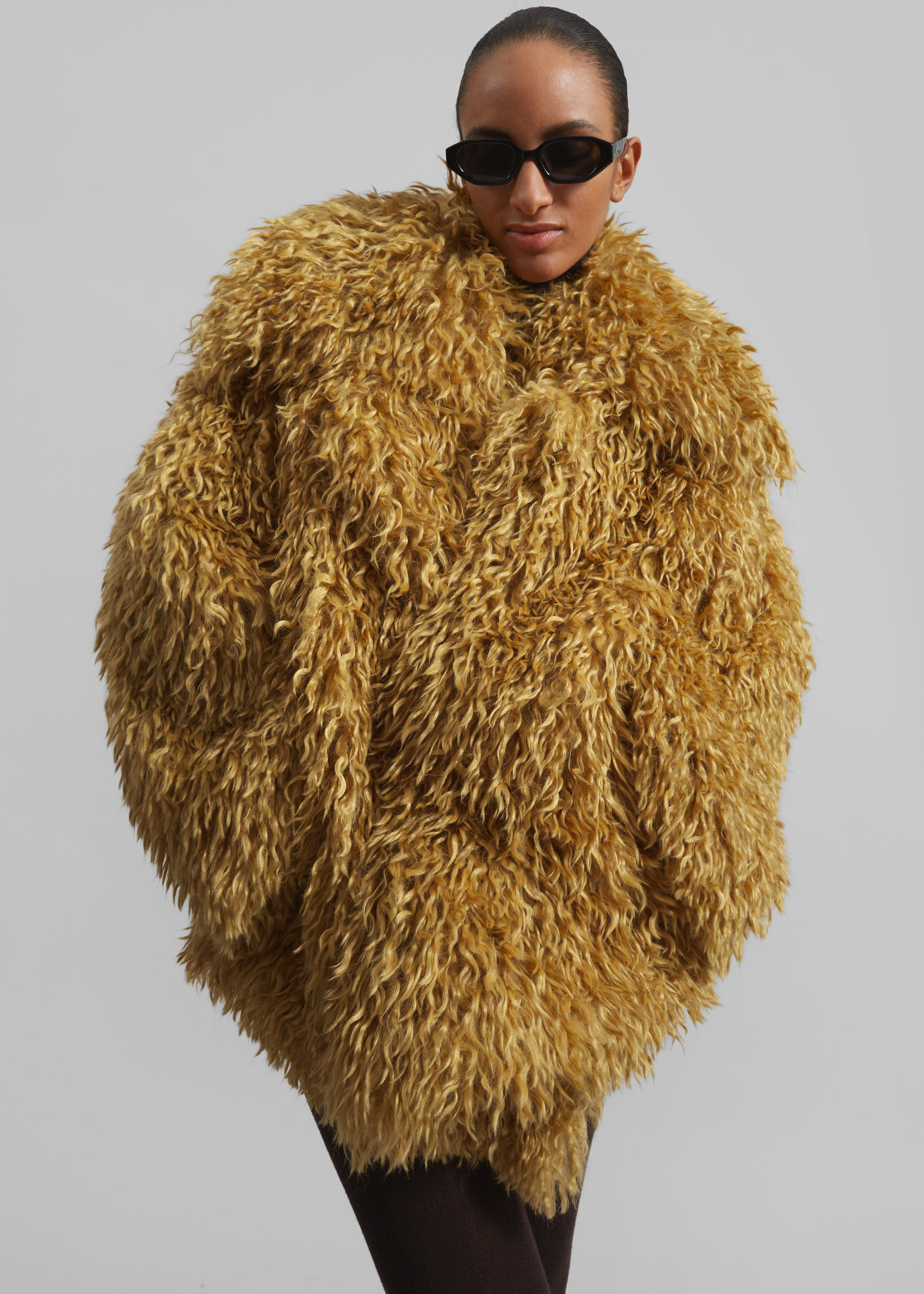 Zermatt Faux Fur Coat - Mustard - 3