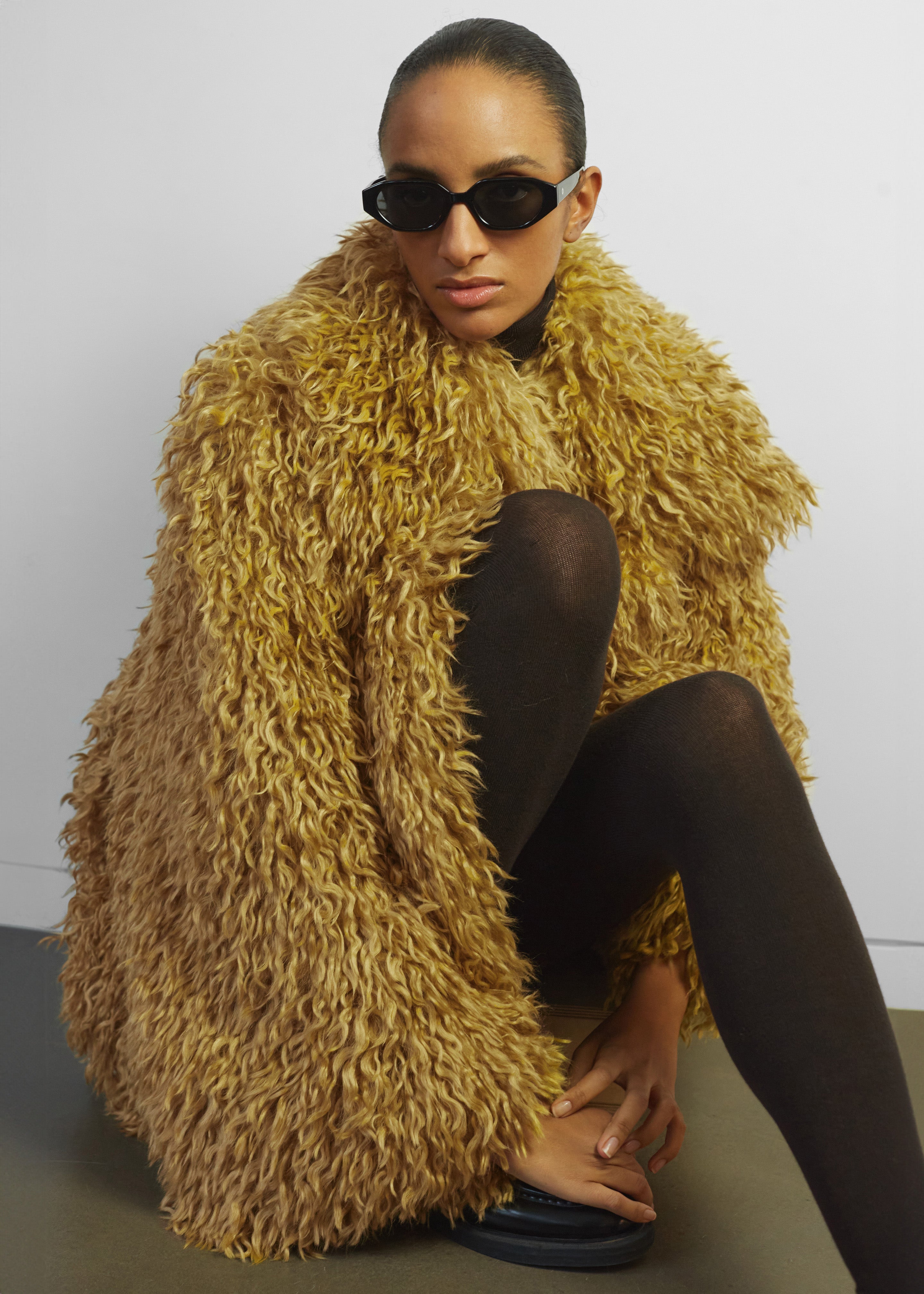 Zermatt Faux Fur Coat - Mustard - 10