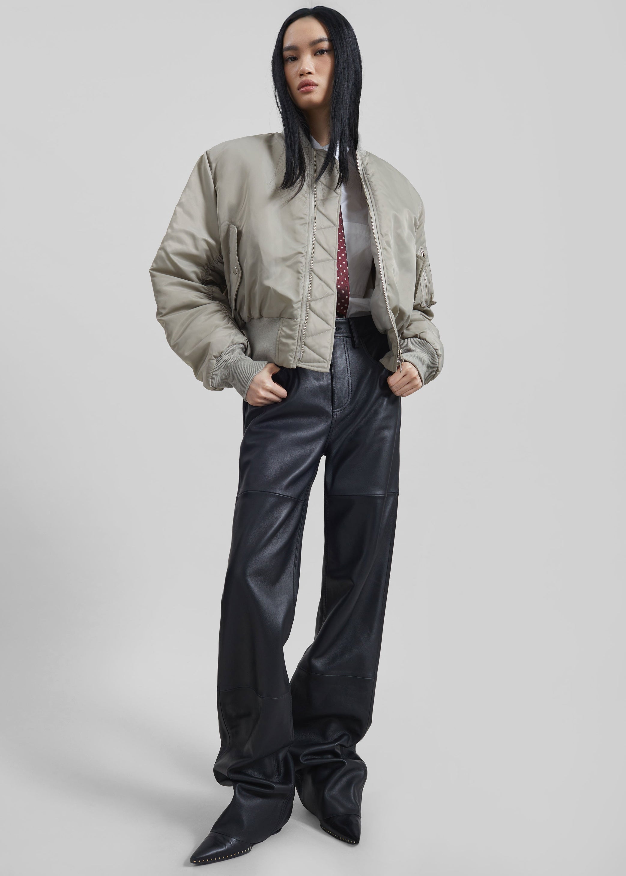 Shop the look image for Zernez Cropped Bomber Jacket - Stone