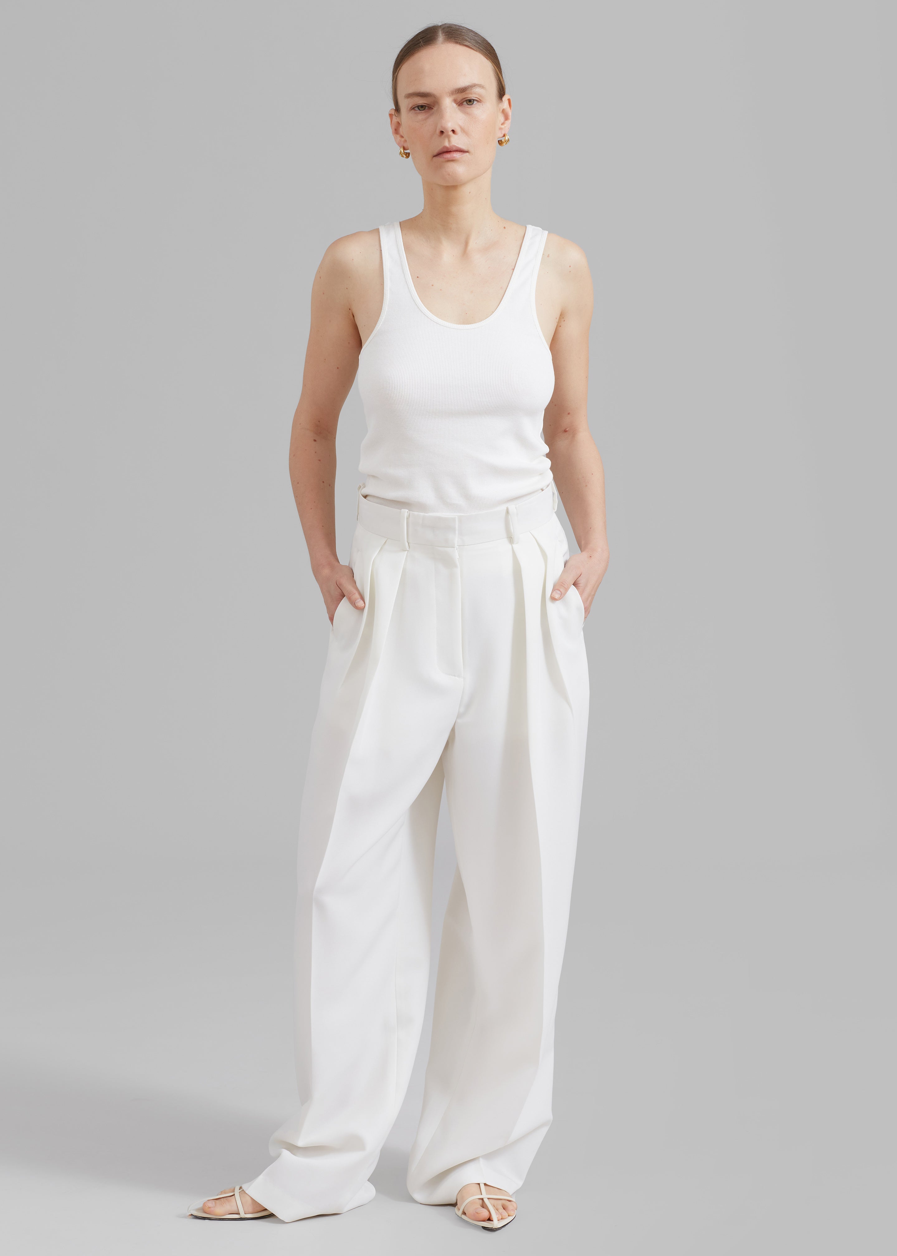 Zia Pintuck Trousers - White - 4
