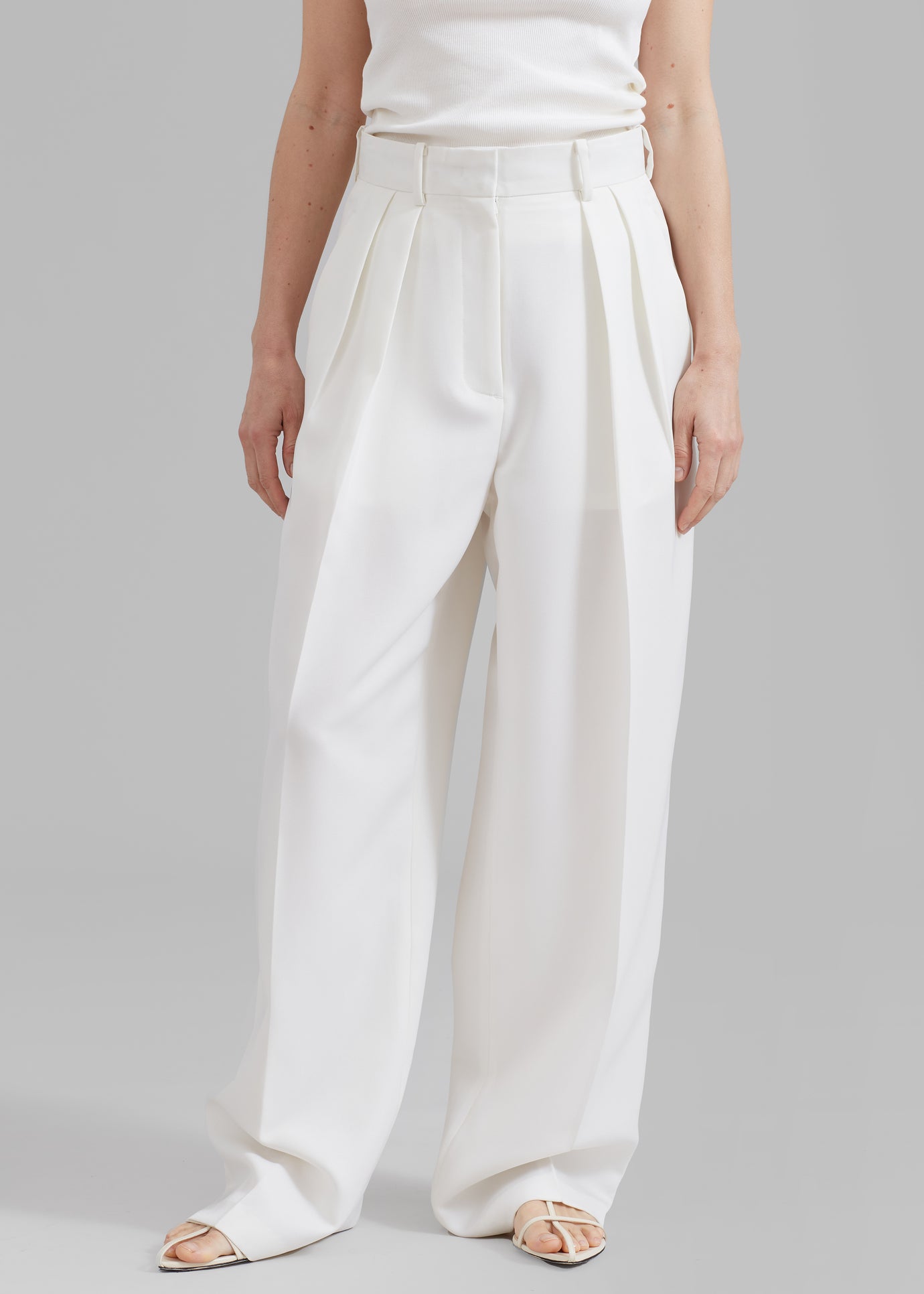 Zia Pintuck Trousers - White - 1