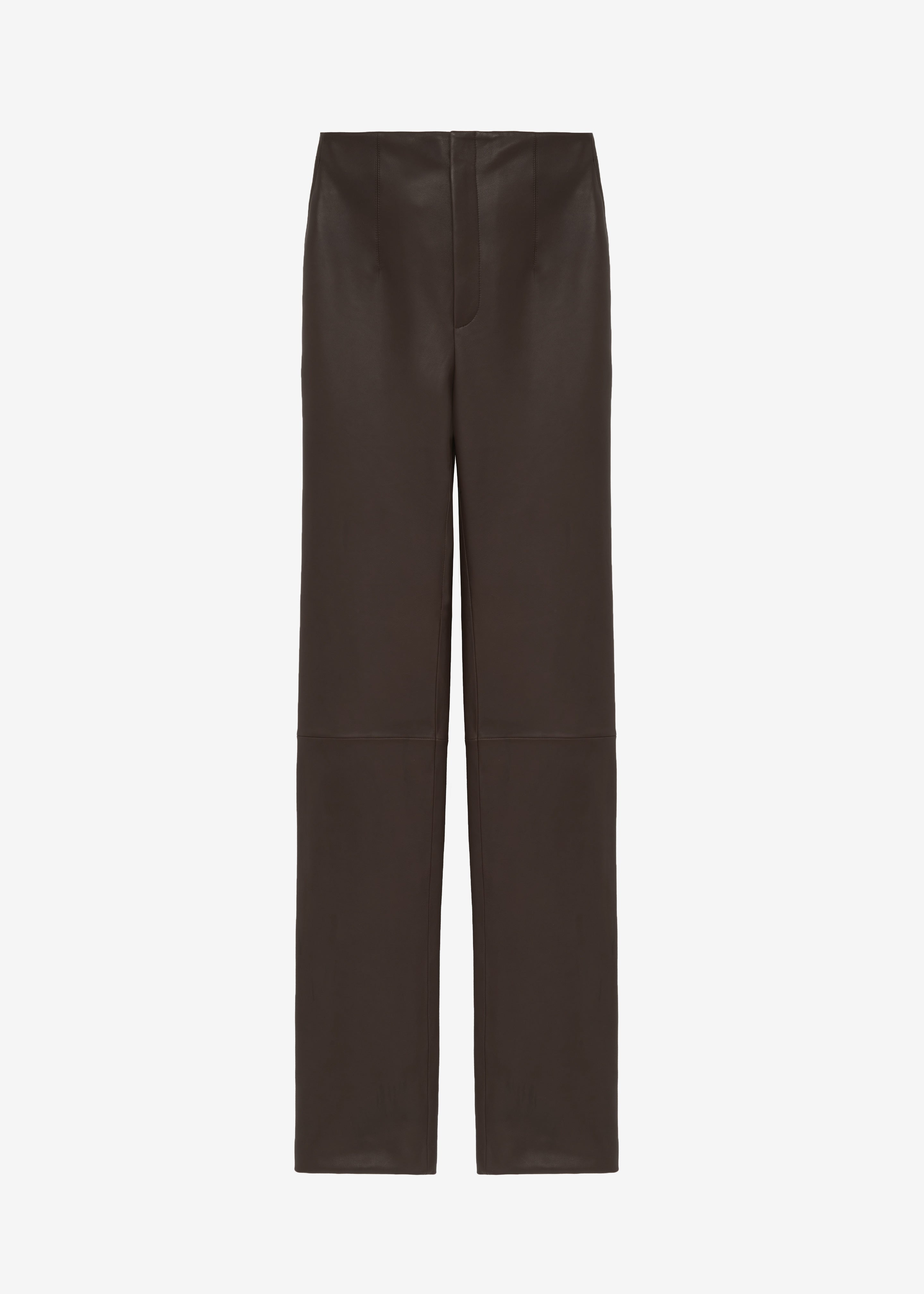 Ziggy Long Leather Pants - Brown - 7