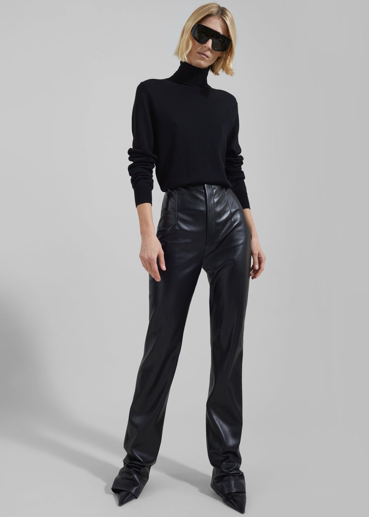 Ziggy Long Leather Pants - Black - 8