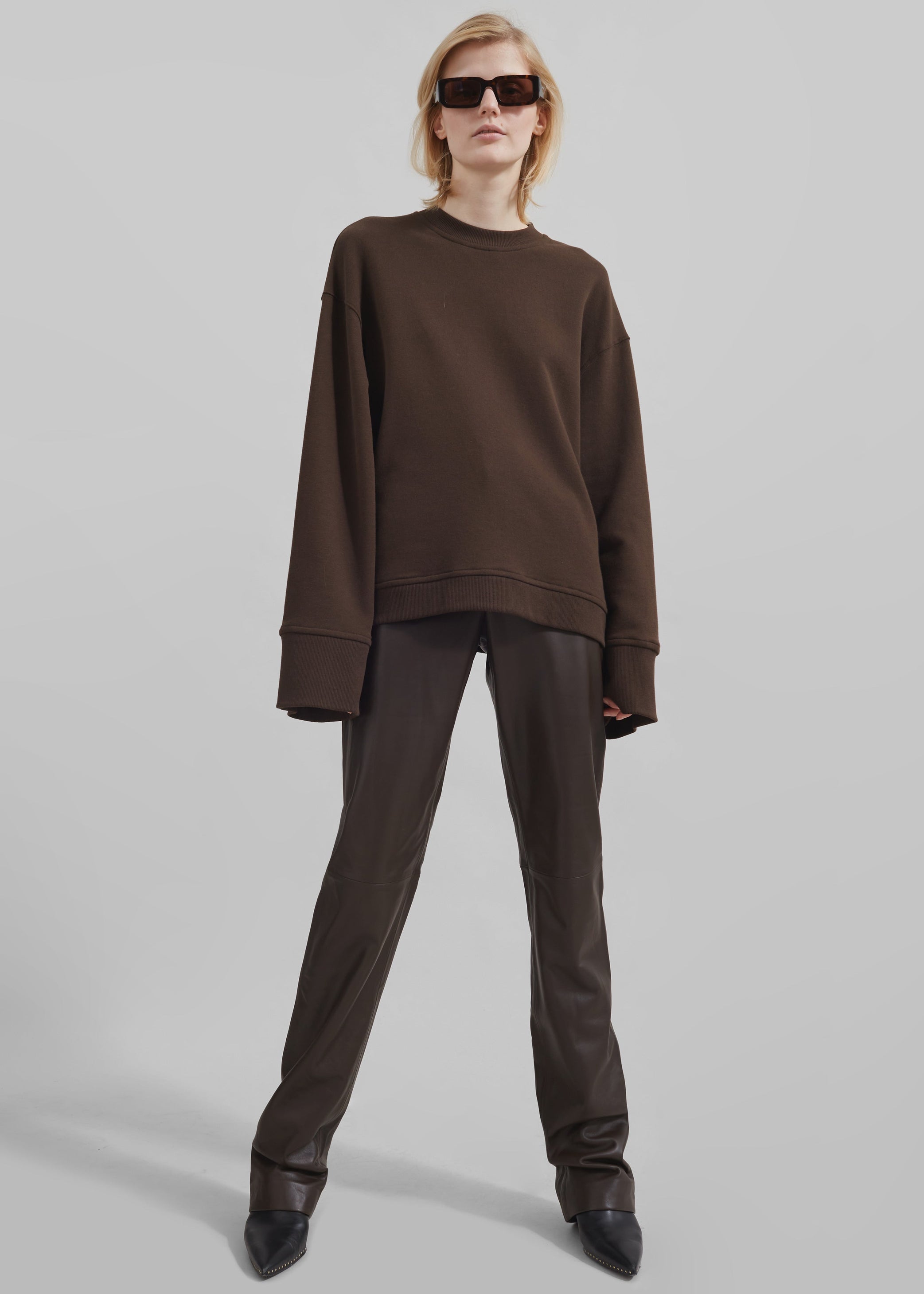 Shop the look image for Ziggy Long Leather Pants - Brown
