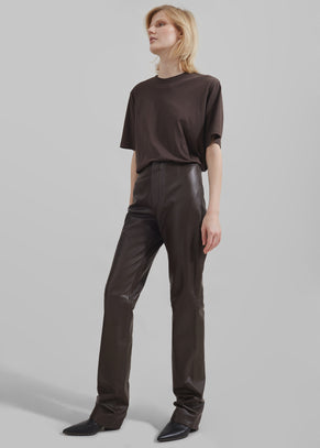 Ziggy Long Leather Pants - Brown