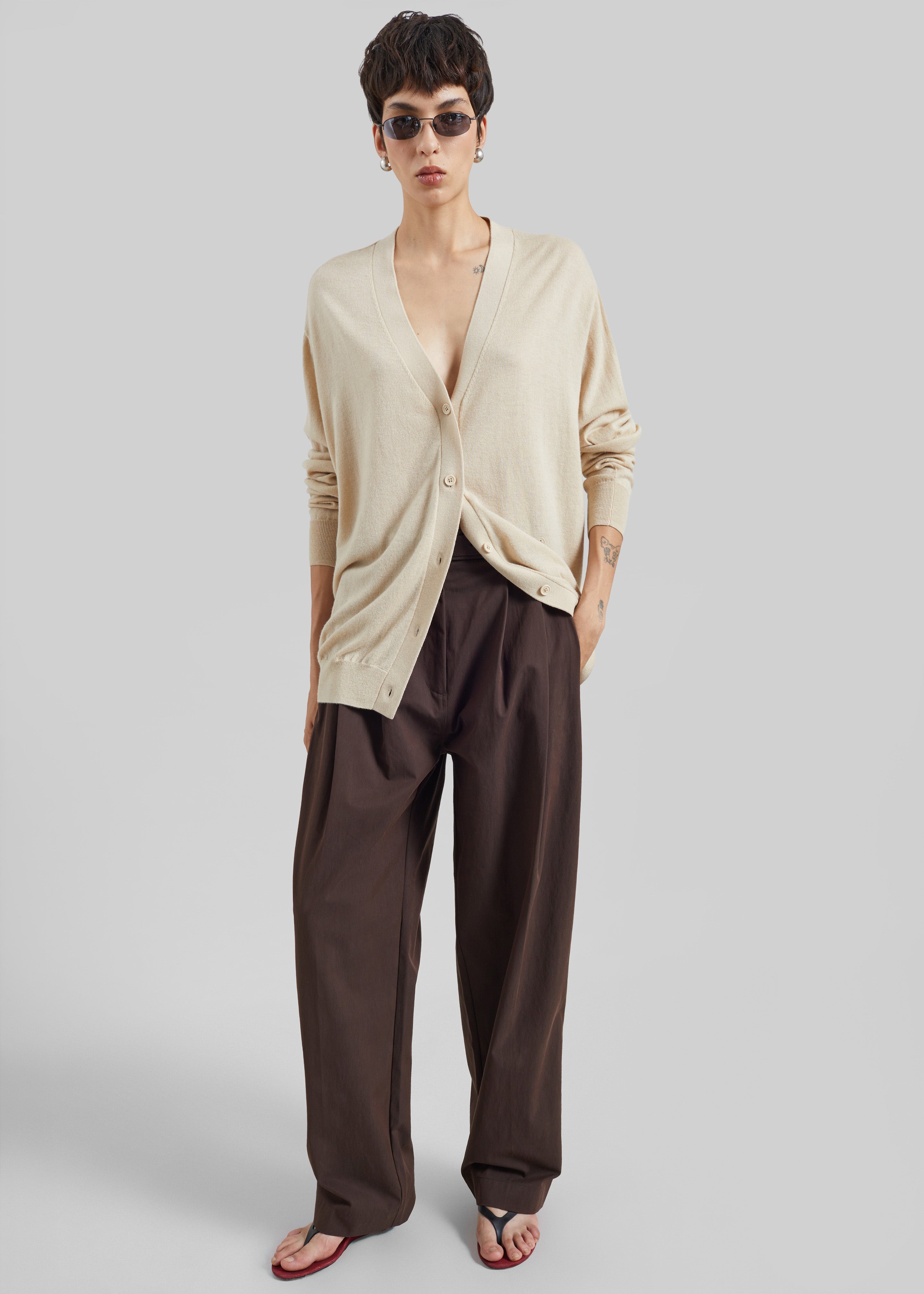 Zina V-Neck Cardigan - Beige - 9