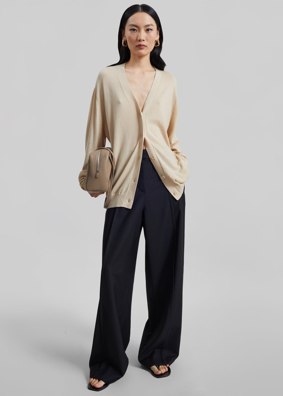 Zina V-Neck Cardigan - Beige - 8