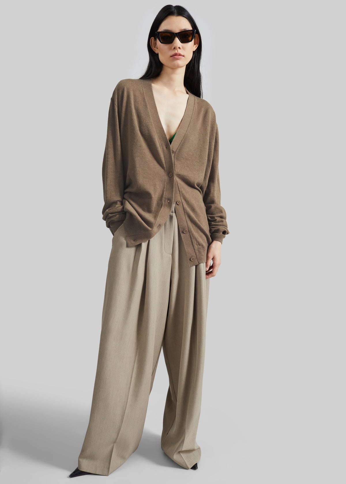 Zina V-Neck Cardigan - Mocha - 6