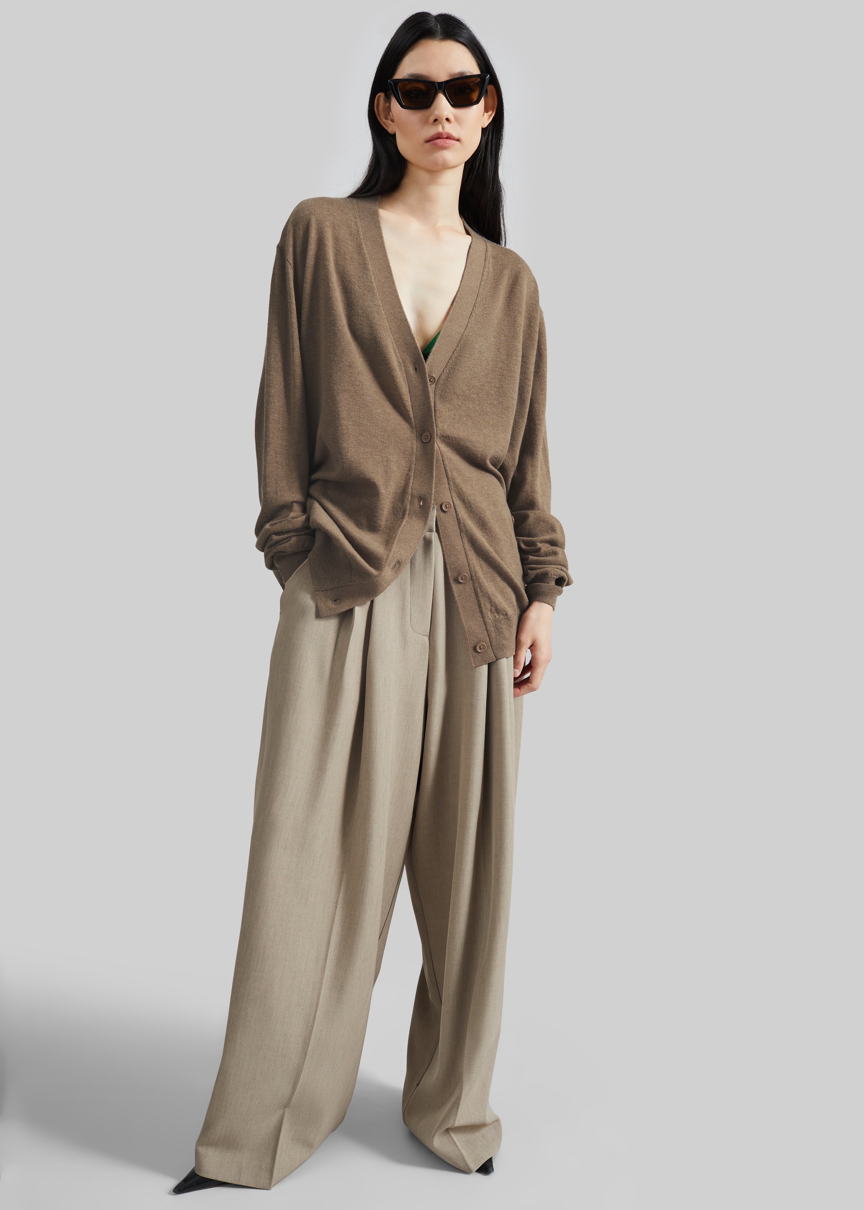 Zina V-Neck Cardigan - Mocha - 6