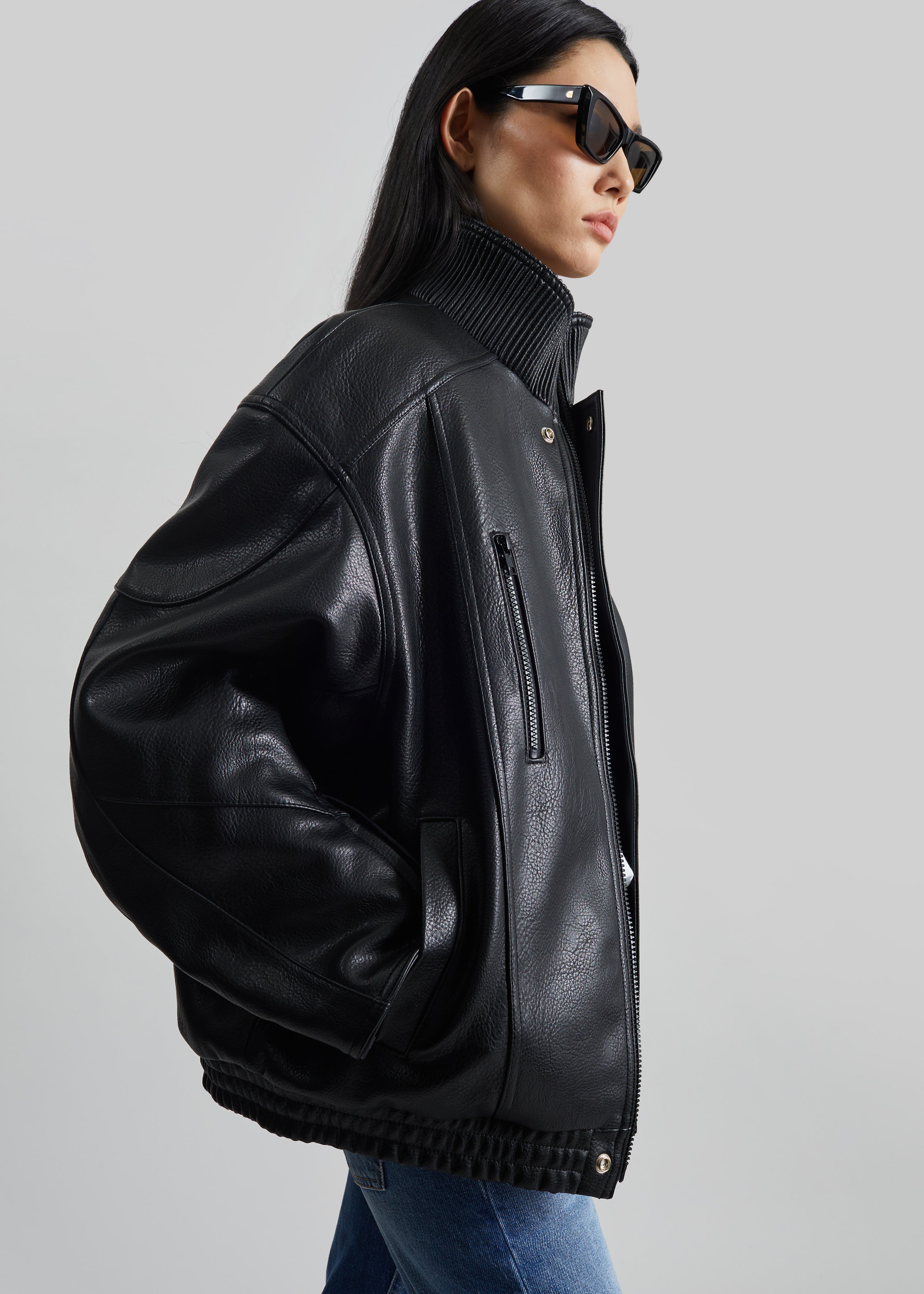 Zion Quilted Bomber Jacket - Black - 5