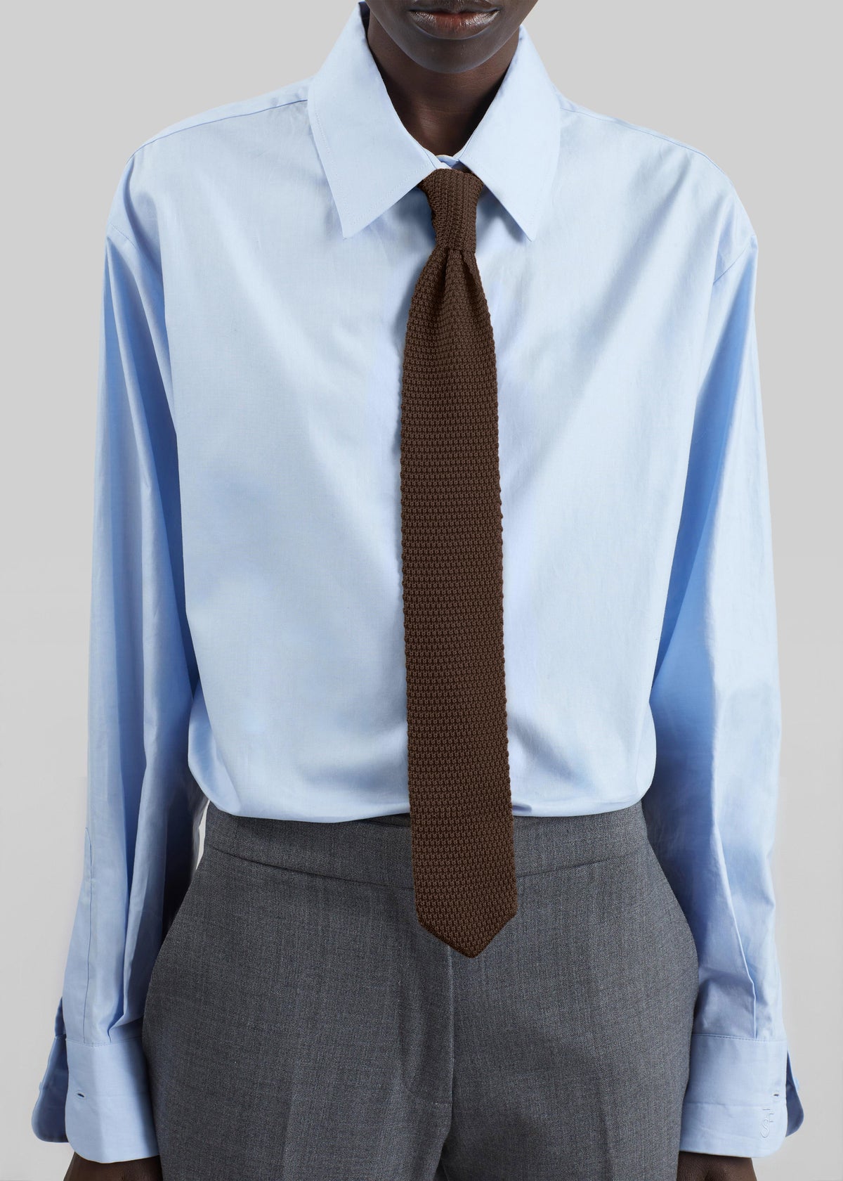 Zira Knitted Silk Tie - Brown