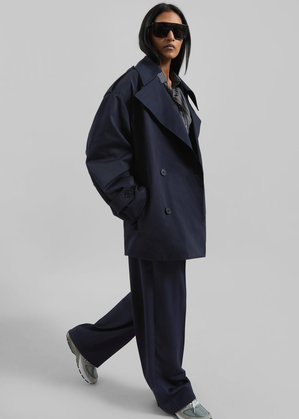 Zurich Oversized Short Trench - Navy